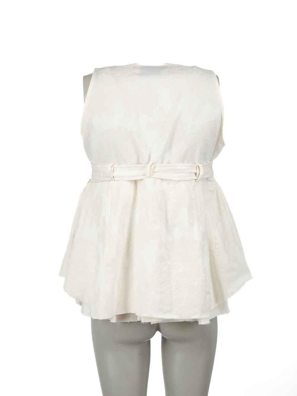 Marques Almeida Cream Floral Jacquard Peplum Top Size M In Excellent Condition For Sale In London, GB