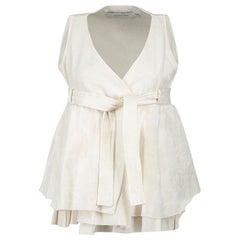 Marques Almeida Cream Floral Jacquard Peplum Top Size M