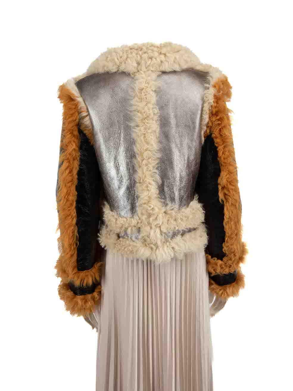 Marques Almeida Metallic Shearling-Jacke aus Leder Größe S im Zustand „Gut“ im Angebot in London, GB