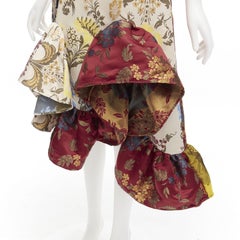 MARQUES ALMEIDA Net Sustain Remade 2020 patchwork brocade ruffled skirt UK6 XS