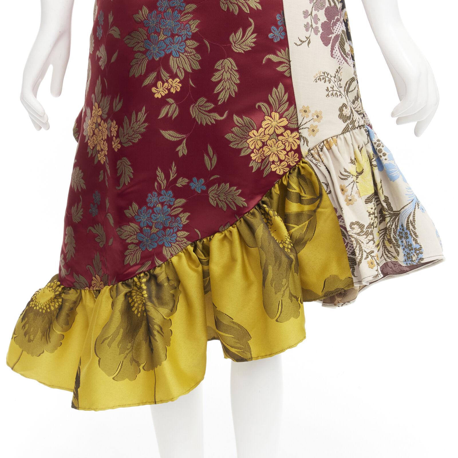 MARQUES ALMEIDA Sostén de red Remade 2020 patchwork brocado falda con volantes UK6 XS 2