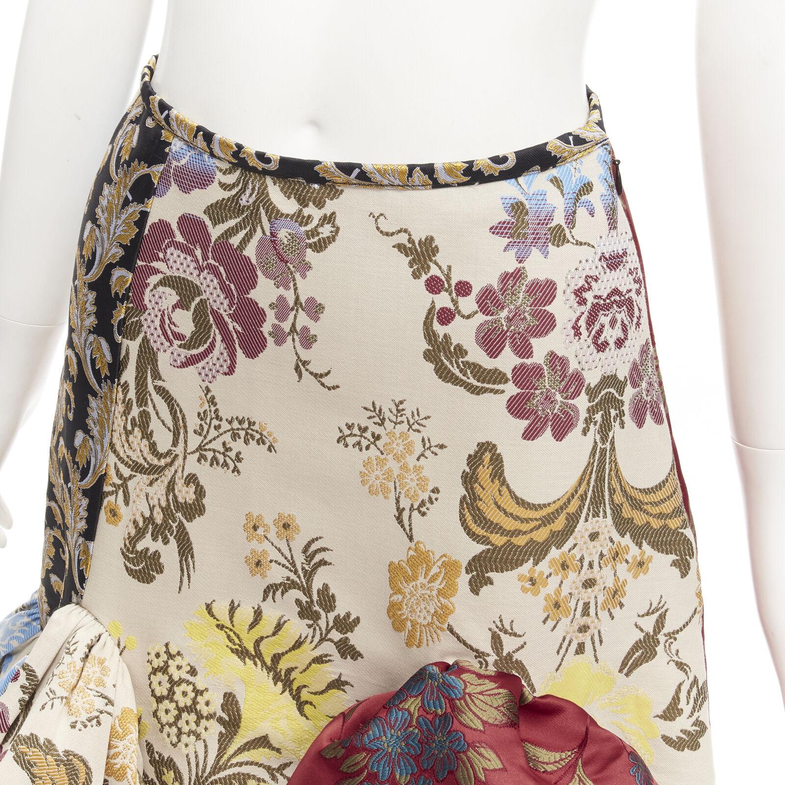 MARQUES ALMEIDA Net Sustain Remade 2020 patchwork brocade ruffled skirt UK6 XS 2