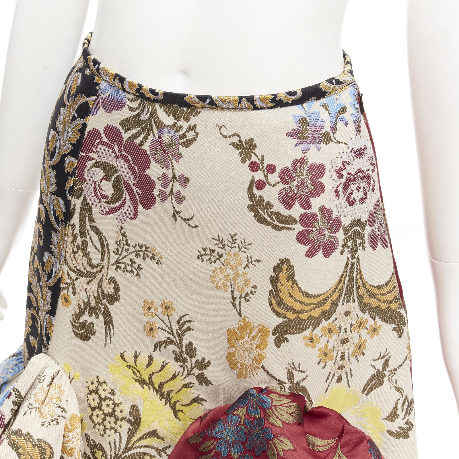 MARQUES ALMEIDA Sostén de red Remade 2020 patchwork brocado falda con volantes UK6 XS 3