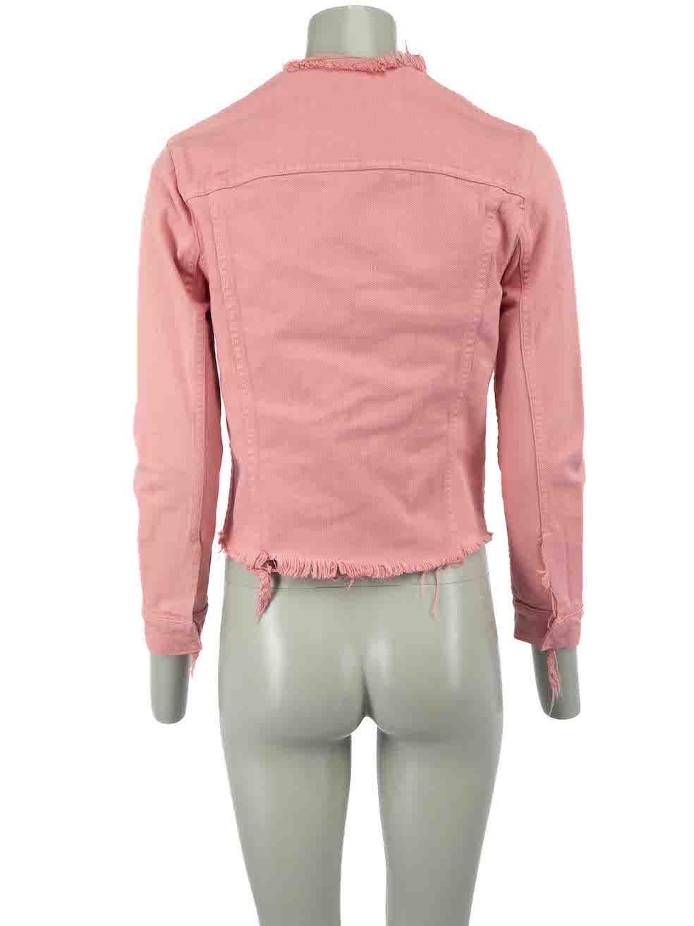 Marques Almeida Pink Frayed Edge Denim Jacket Size S In Excellent Condition For Sale In London, GB