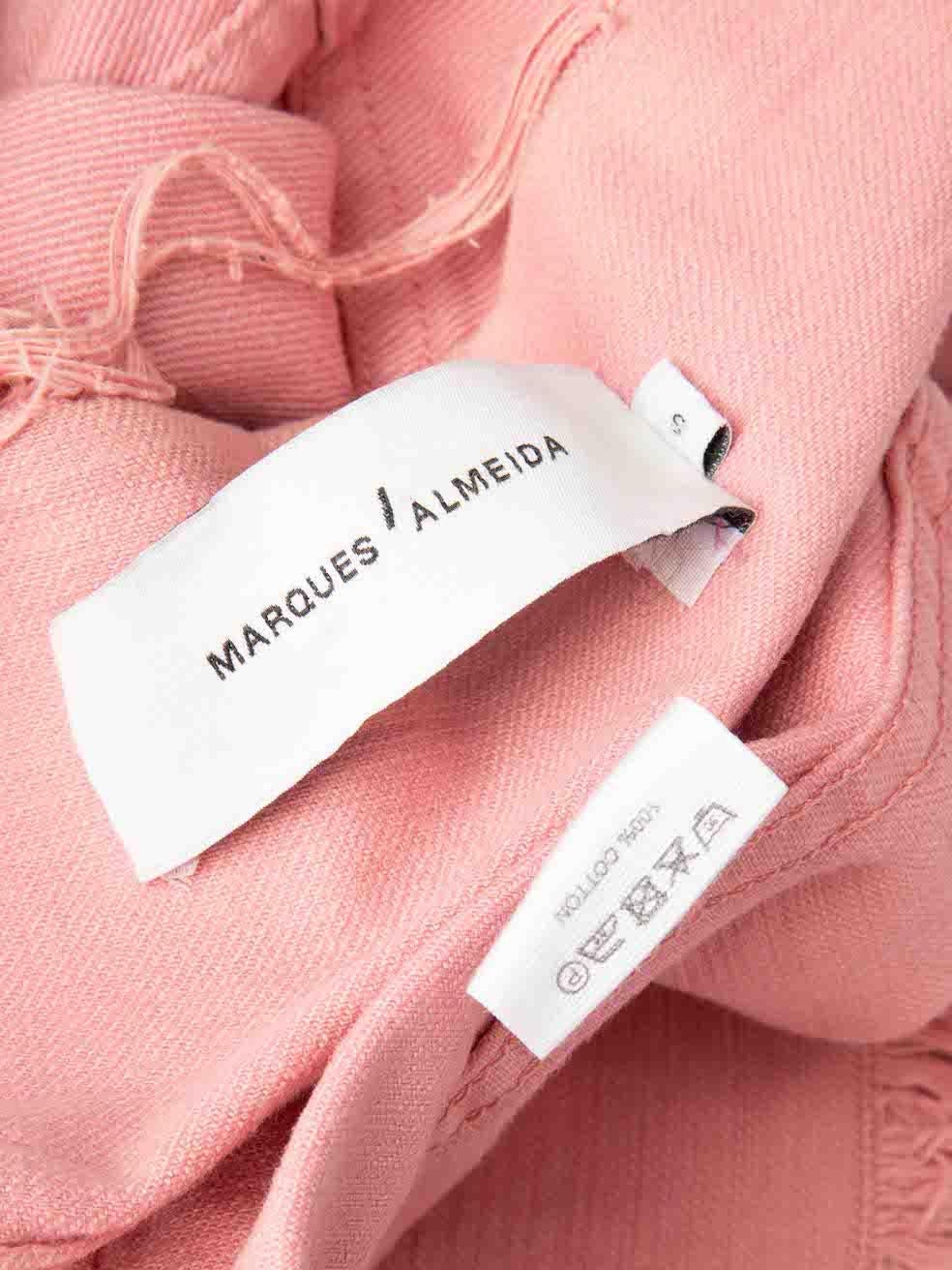 Marques Almeida Pink Frayed Edge Denim Jacket Size S For Sale 2