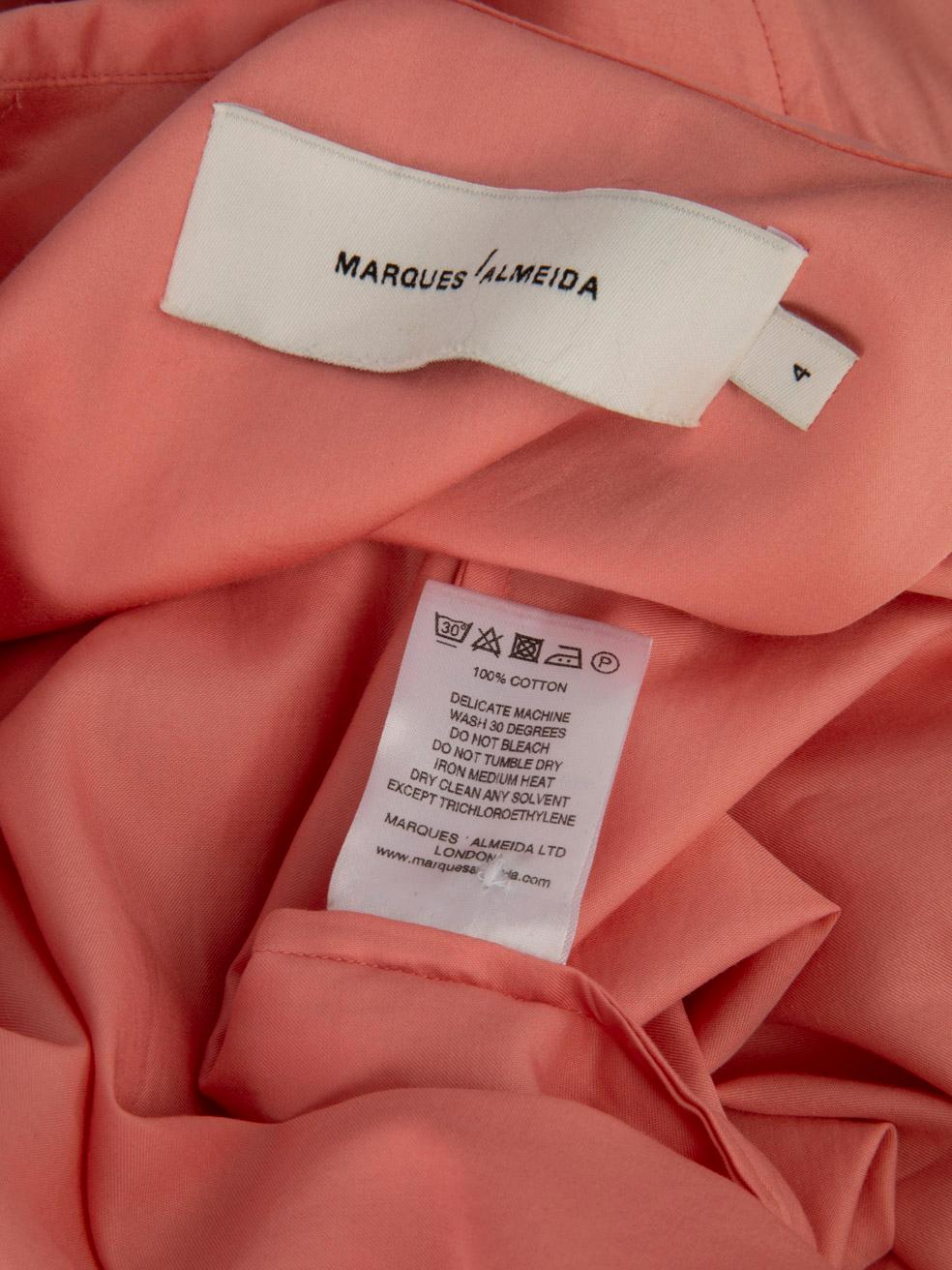 Women's Marques Almeida Pink Shirt Midi Dress Size S For Sale