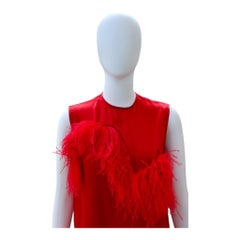 Marques Almeida - Red Silk Blouse with Feather Detailing