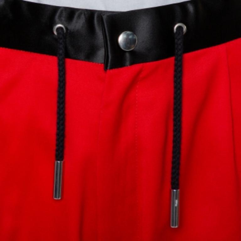 Marques Almeida Red Wool Contrast Trim Side Zip Detail Track Pants L In Excellent Condition For Sale In Dubai, Al Qouz 2