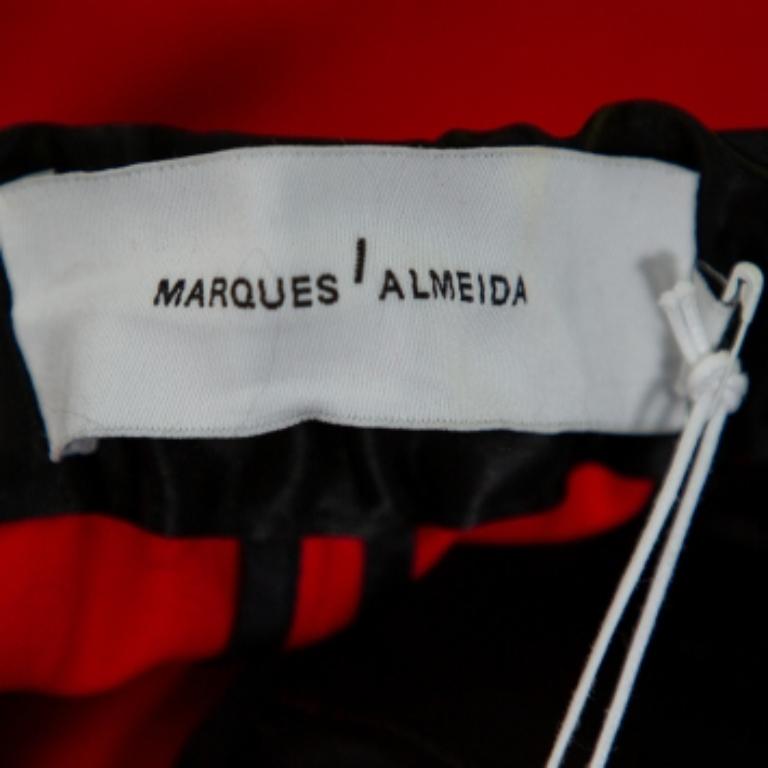 Marques Almeida Red Wool Contrast Trim Side Zip Detail Track Pants L For Sale 1