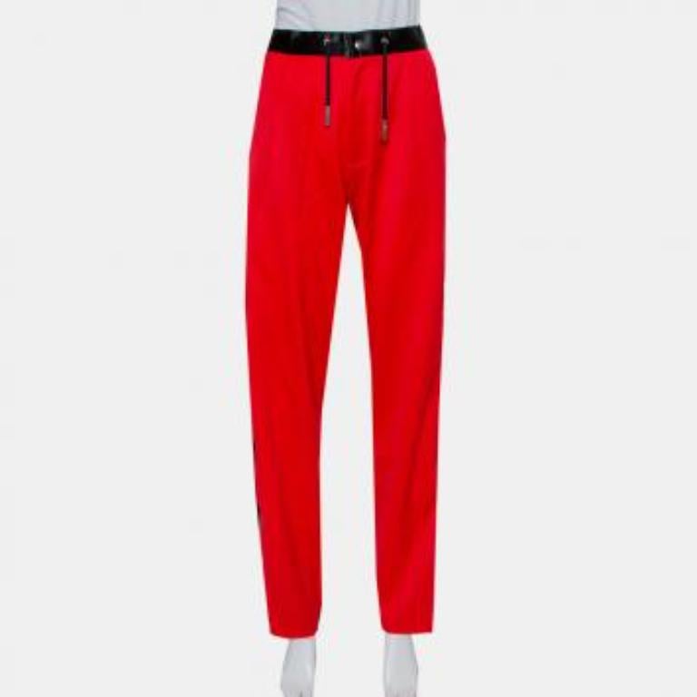 Marques Almeida Red Wool Contrast Trim Side Zip Detail Track Pants L For Sale 4
