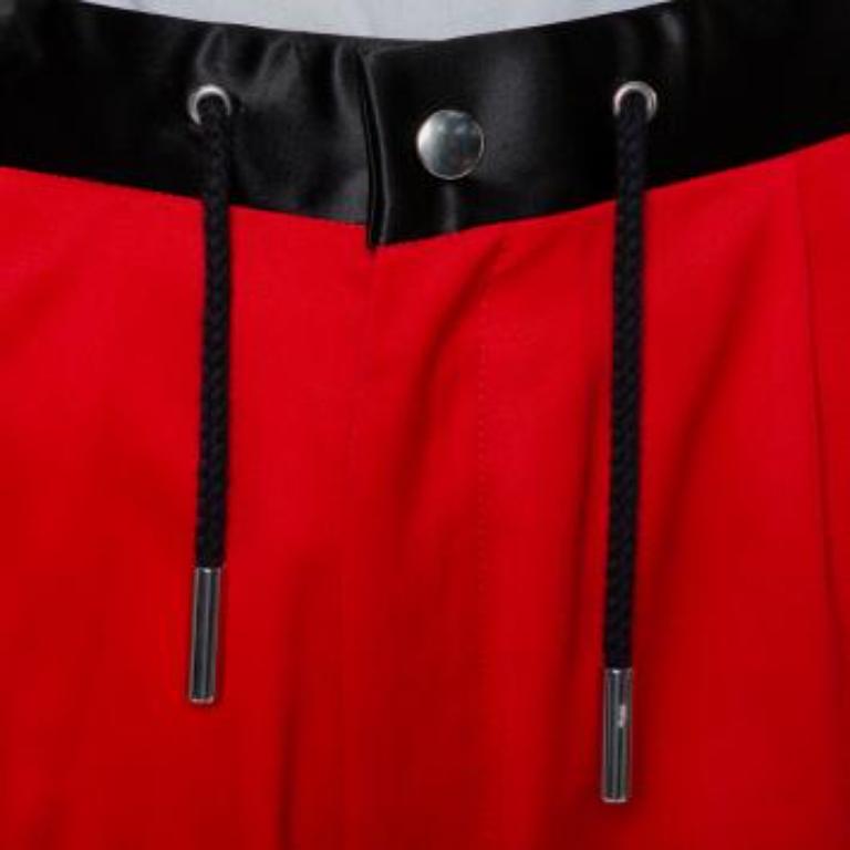 Marques Almeida Red Wool Contrast Trim Side Zip Detail Track Pants L For Sale 5