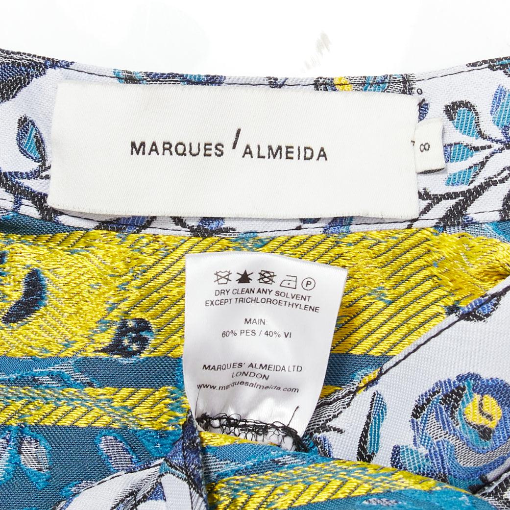 MARQUES ALMEIDA Runway blue peacock floral print round table full skirt UK8 S For Sale 4