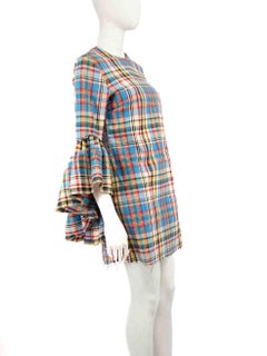 Marques Almeida Tartan Oyster Sleeves Mini Dress Size M