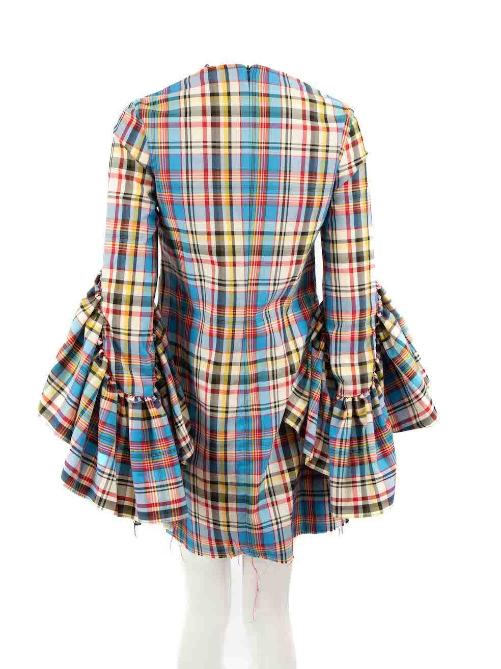Marques Almeida Tartan Oyster Sleeves Mini Dress Size M In Good Condition For Sale In London, GB