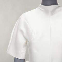 MARQUES ALMEIDA white silky darted bust fit flare high neck cocktail dress XS