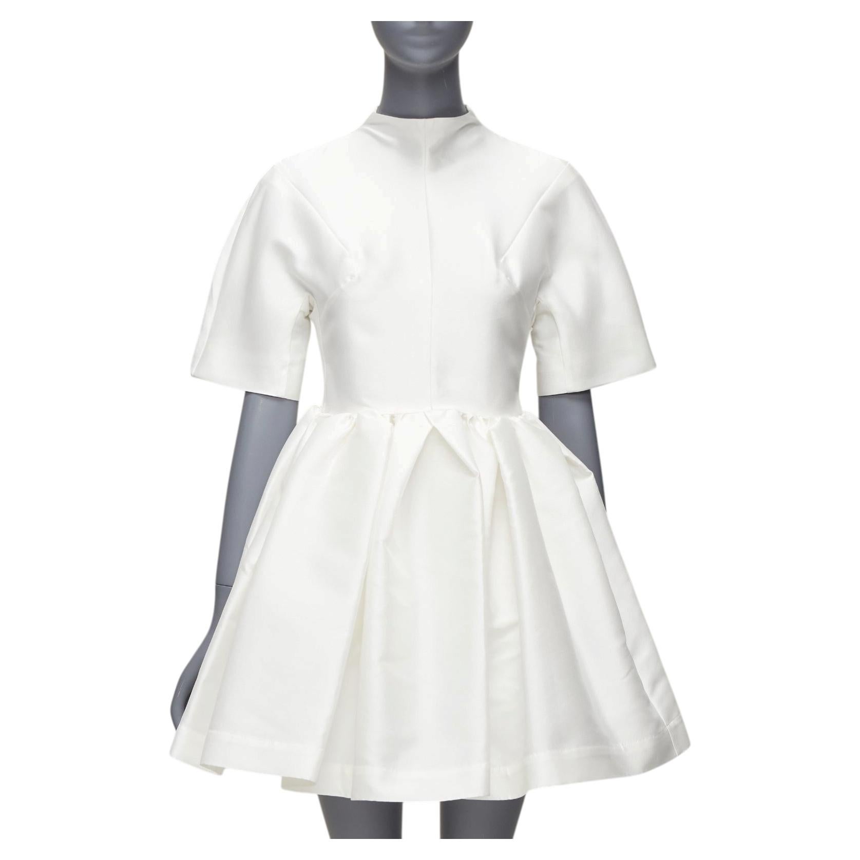 MARQUES ALMEIDA vestido de cóctel blanco de seda con pechera y escote alto XS