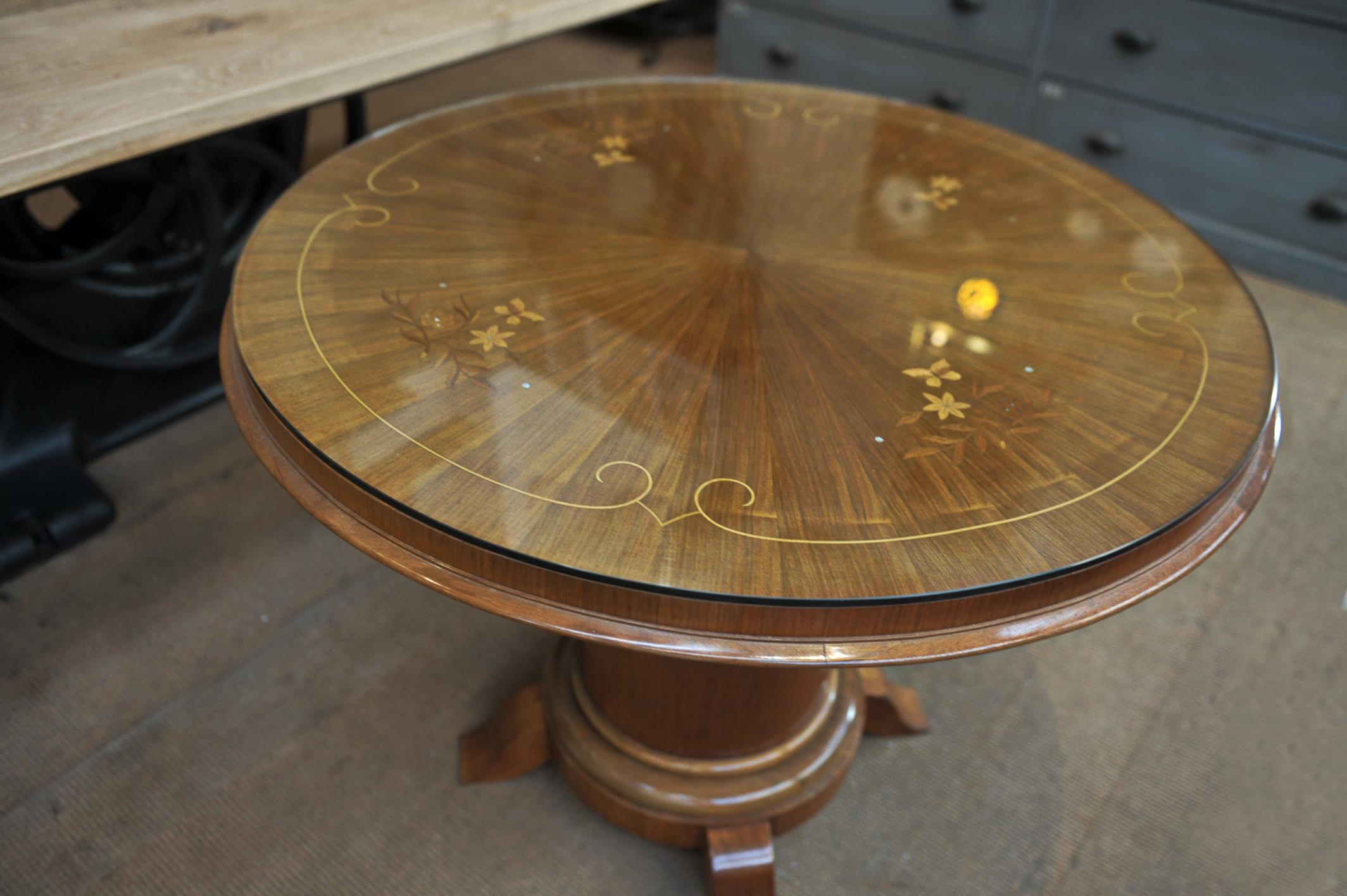 Art Deco Marqueterie Art Déco Gueridon Round Table, circa 1925 For Sale