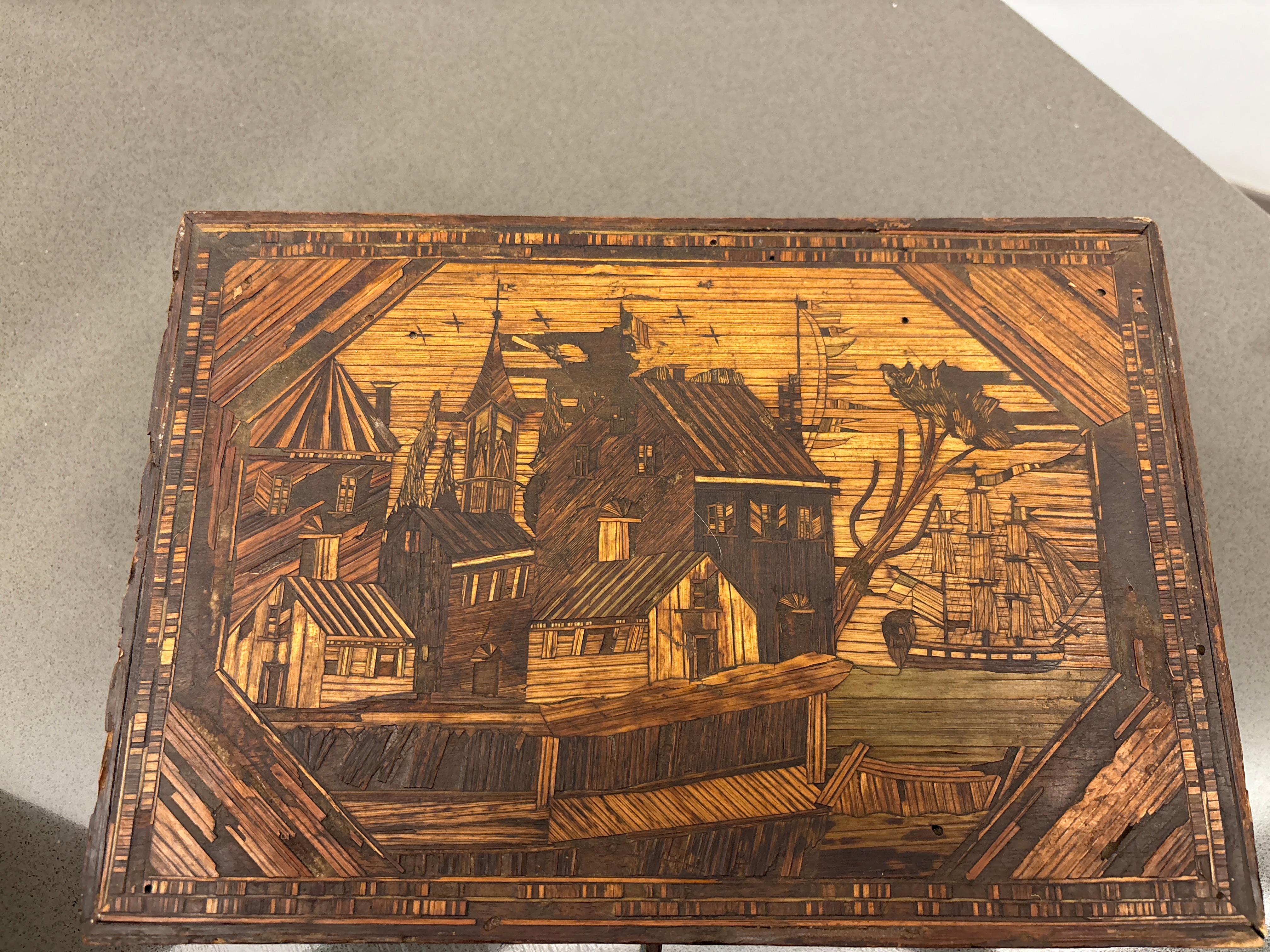Marqueterie de paille Boîte Napoleón III en venta