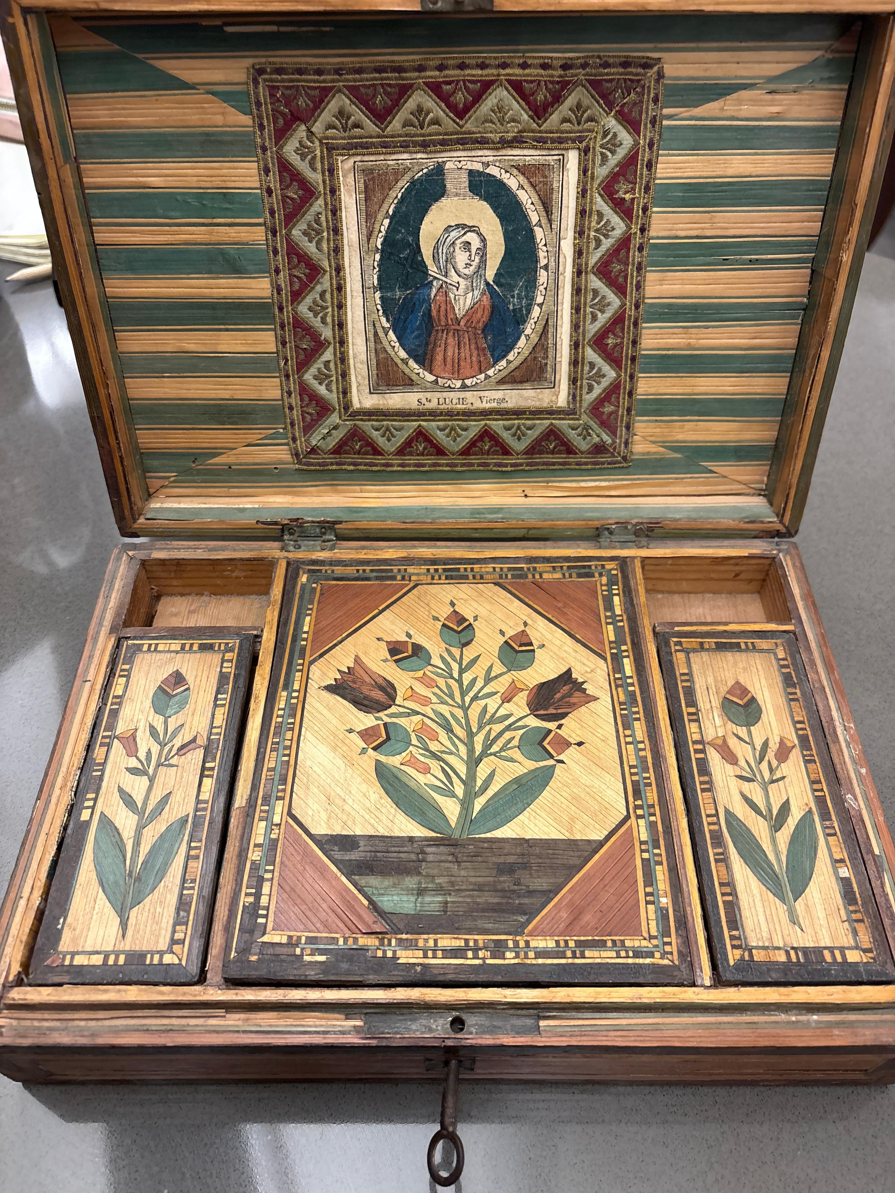 Marqueterie de paille Boîte Marquetería en venta