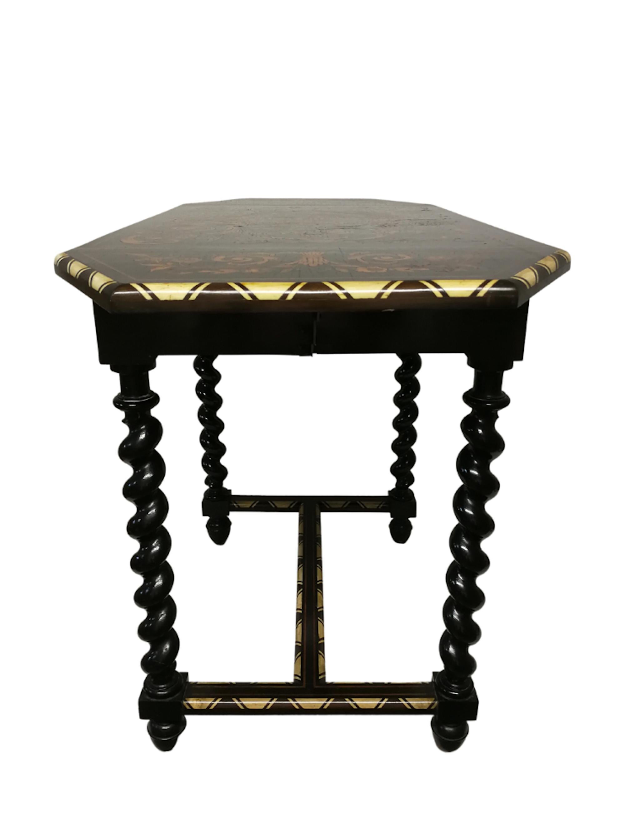 19th Century Marquetery Table with Foliage Pans