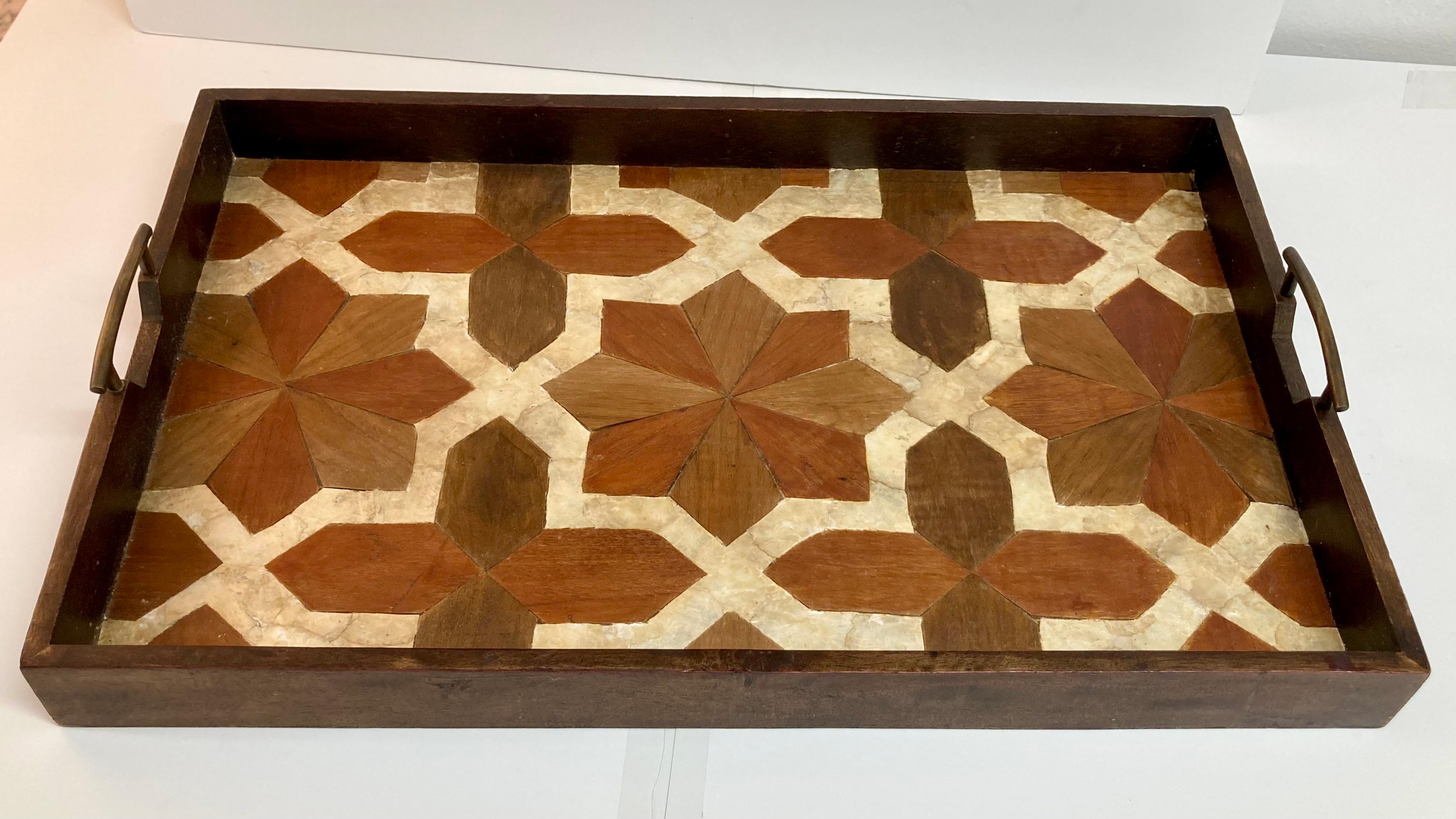 Modern Marquetry and Mother-of-Pearl Large Tray