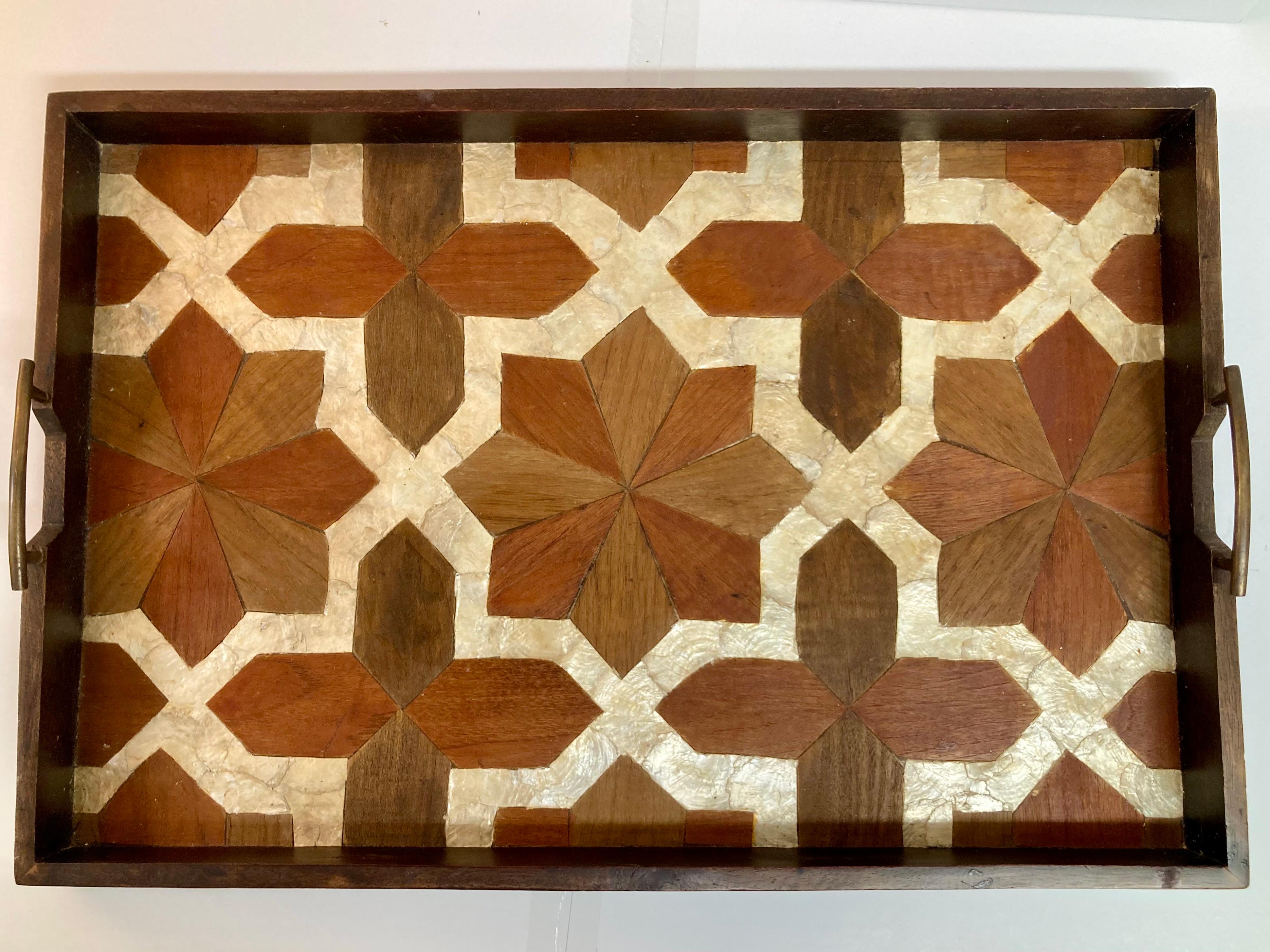 French Marquetry and Mother-of-Pearl Large Tray