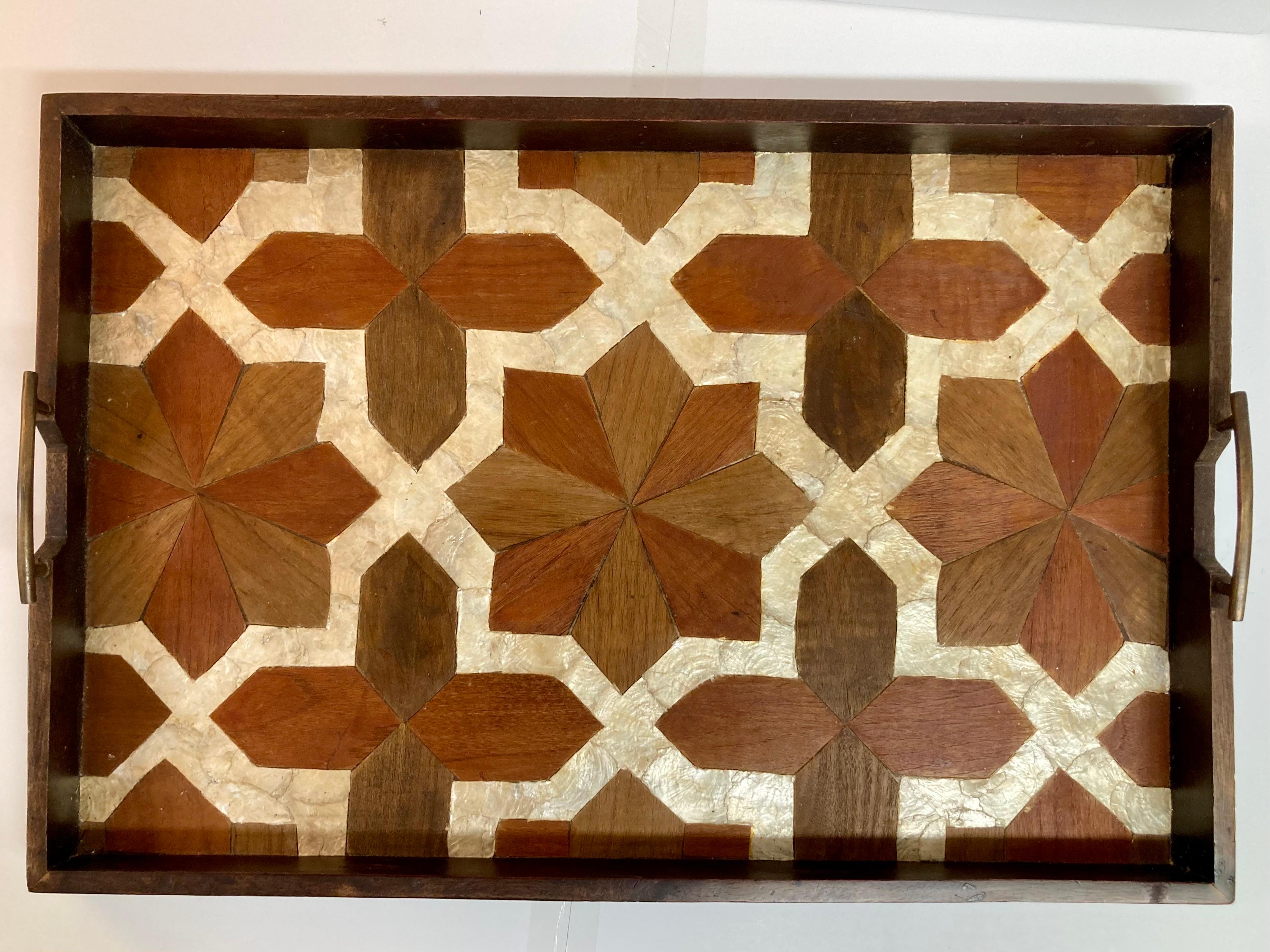 Marquetry and Mother-of-Pearl Large Tray In Good Condition In Los Angeles, CA