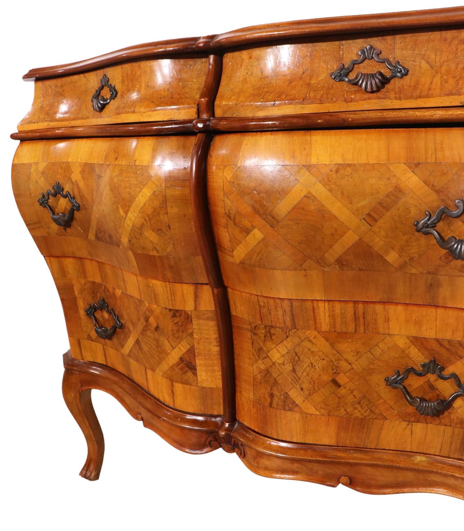20th Century Marquetry Bombay Chest of Drawers Made in Italy for Weiman Furniture 1940/1960