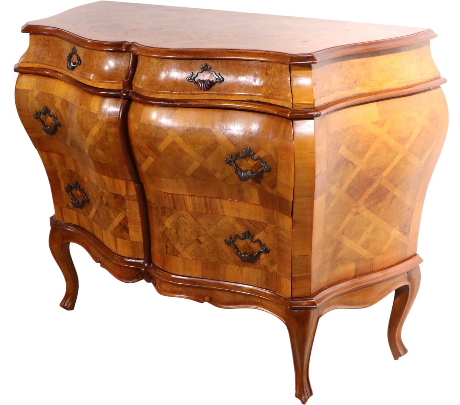 Veneer Marquetry Bombay Chest of Drawers Made in Italy for Weiman Furniture 1940/1960