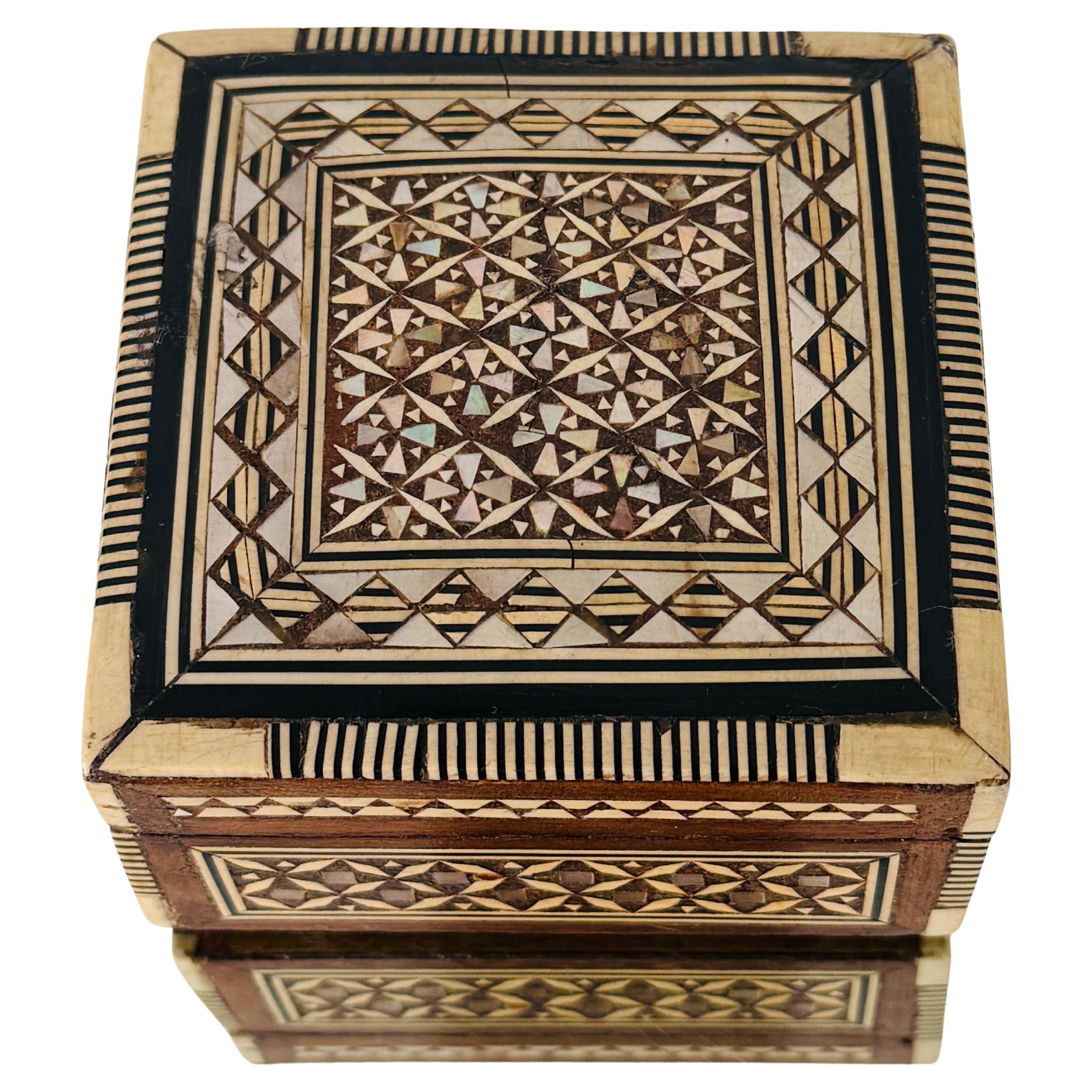 Marquetry Box with Mosaic Mother of Pearl Inlays, Middle East. c. 1960's