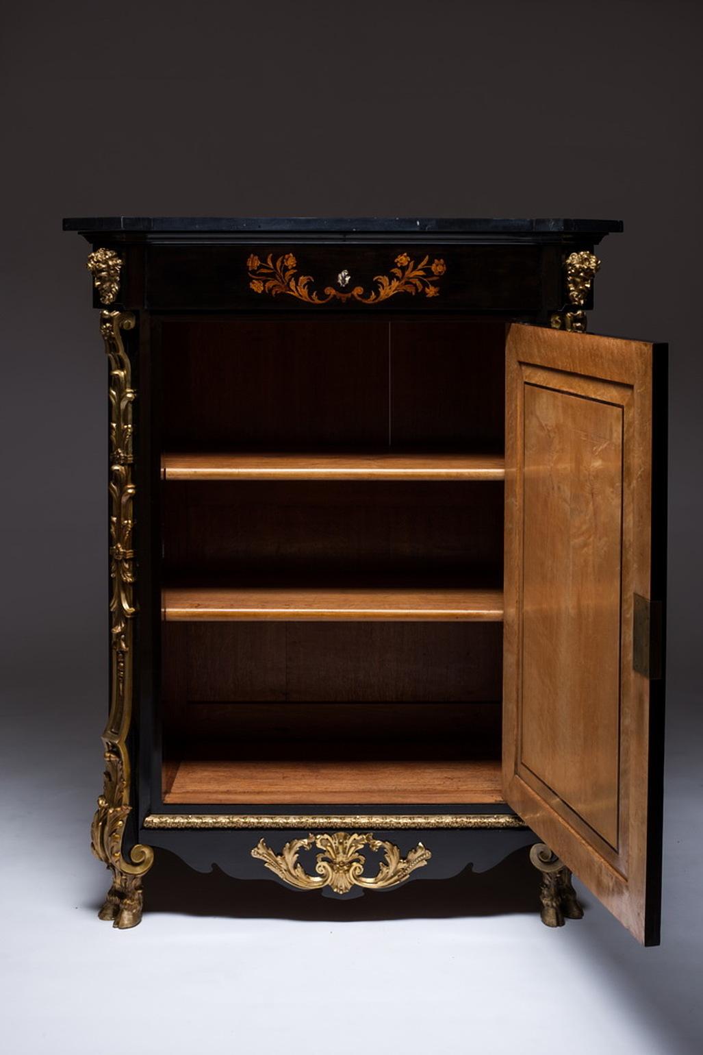Marble Marquetry Cabinet Attributed to P. Sormani France 1870 For Sale