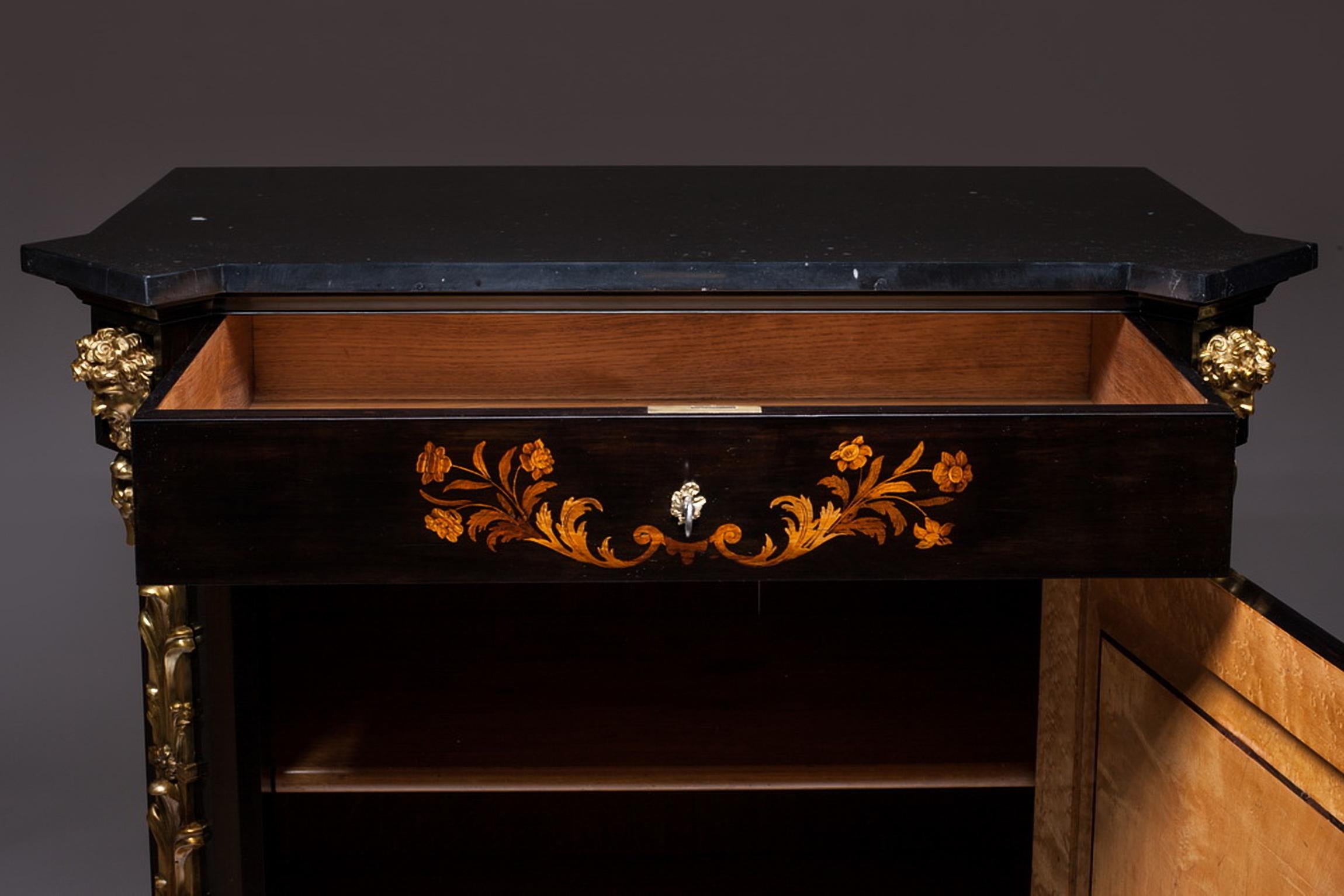Marquetry Cabinet Attributed to P. Sormani France 1870 For Sale 1