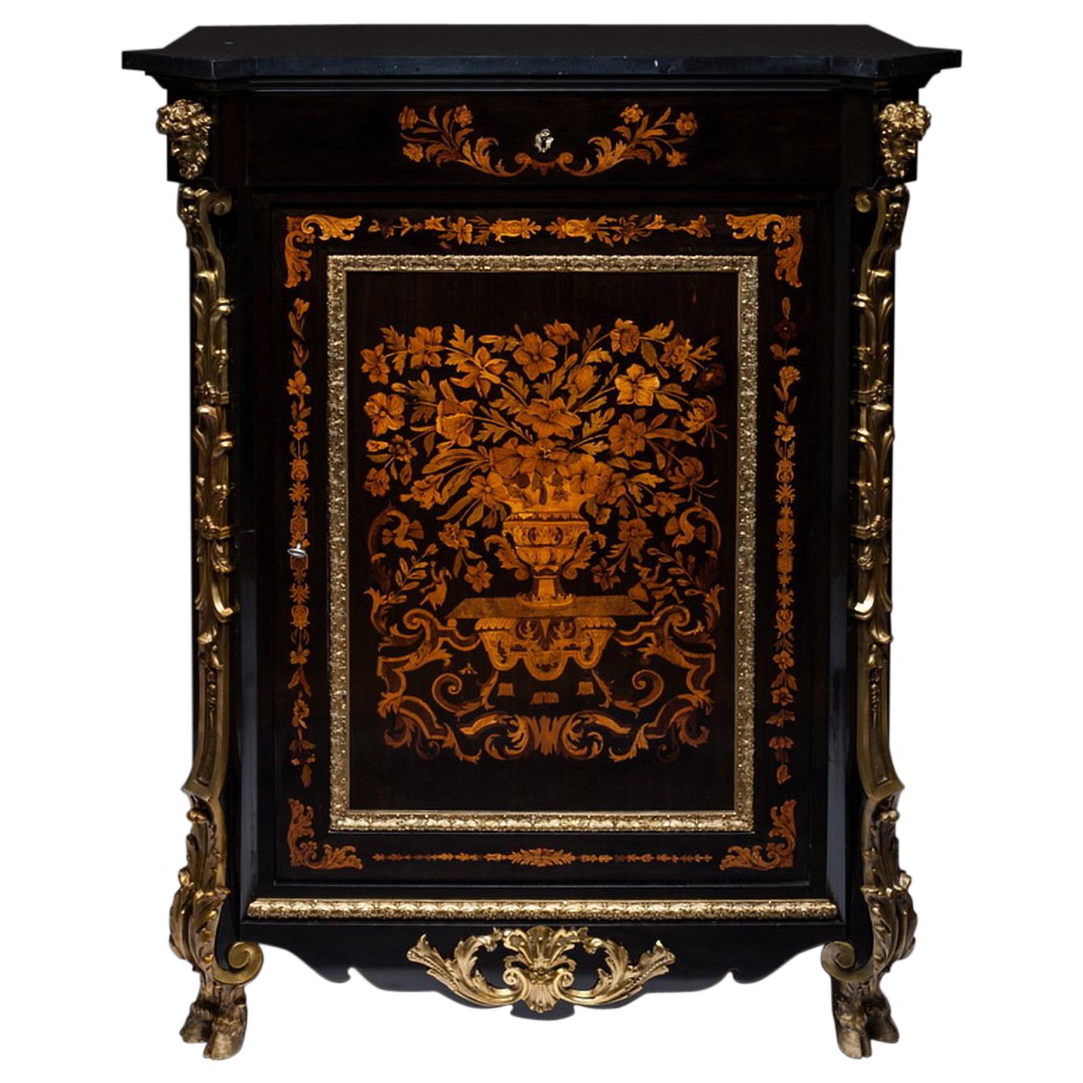 Marquetry Cabinet Attributed to P. Sormani France 1870 For Sale