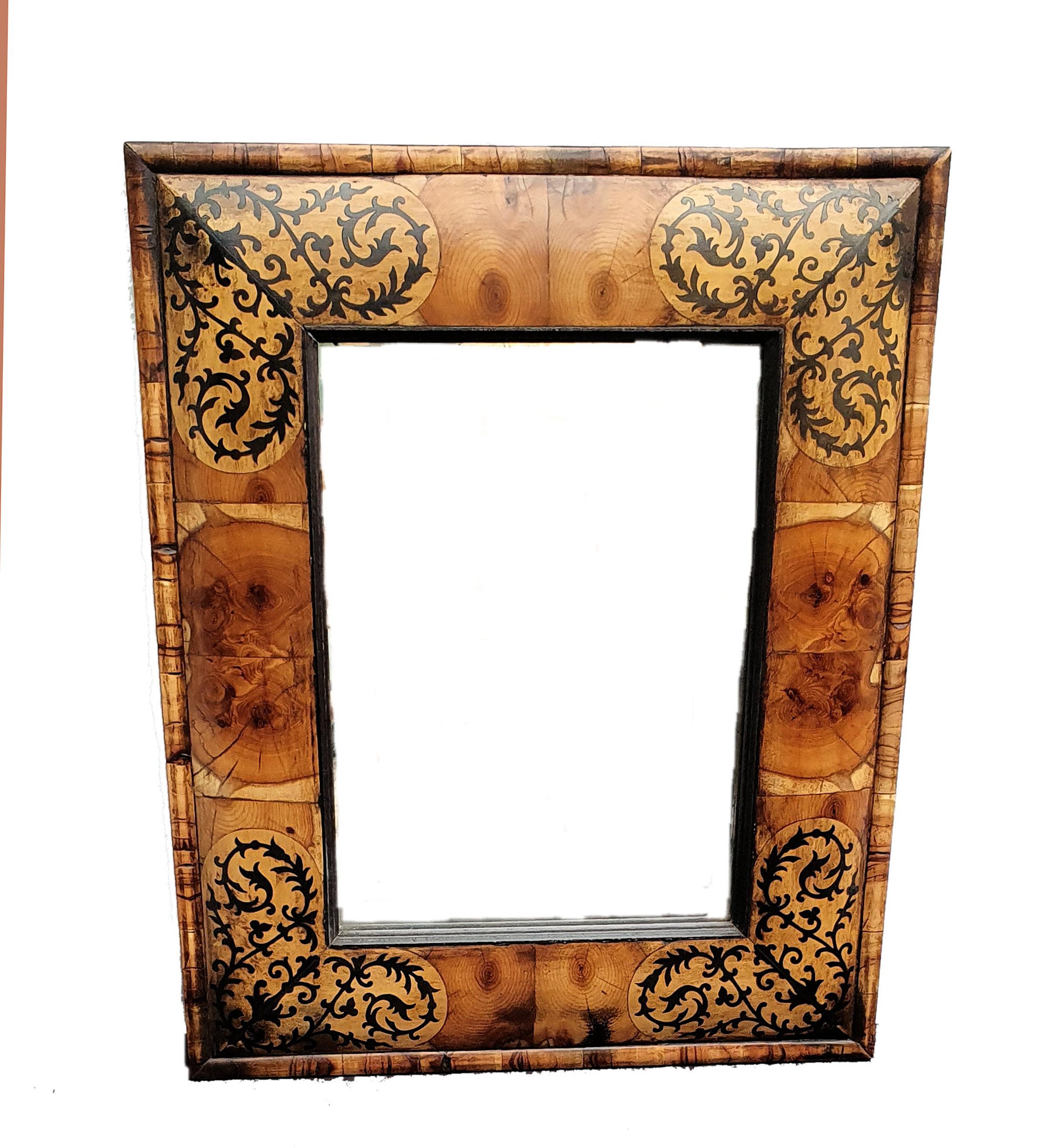 Marquetry Cushion Oyster Mirror For Sale 4
