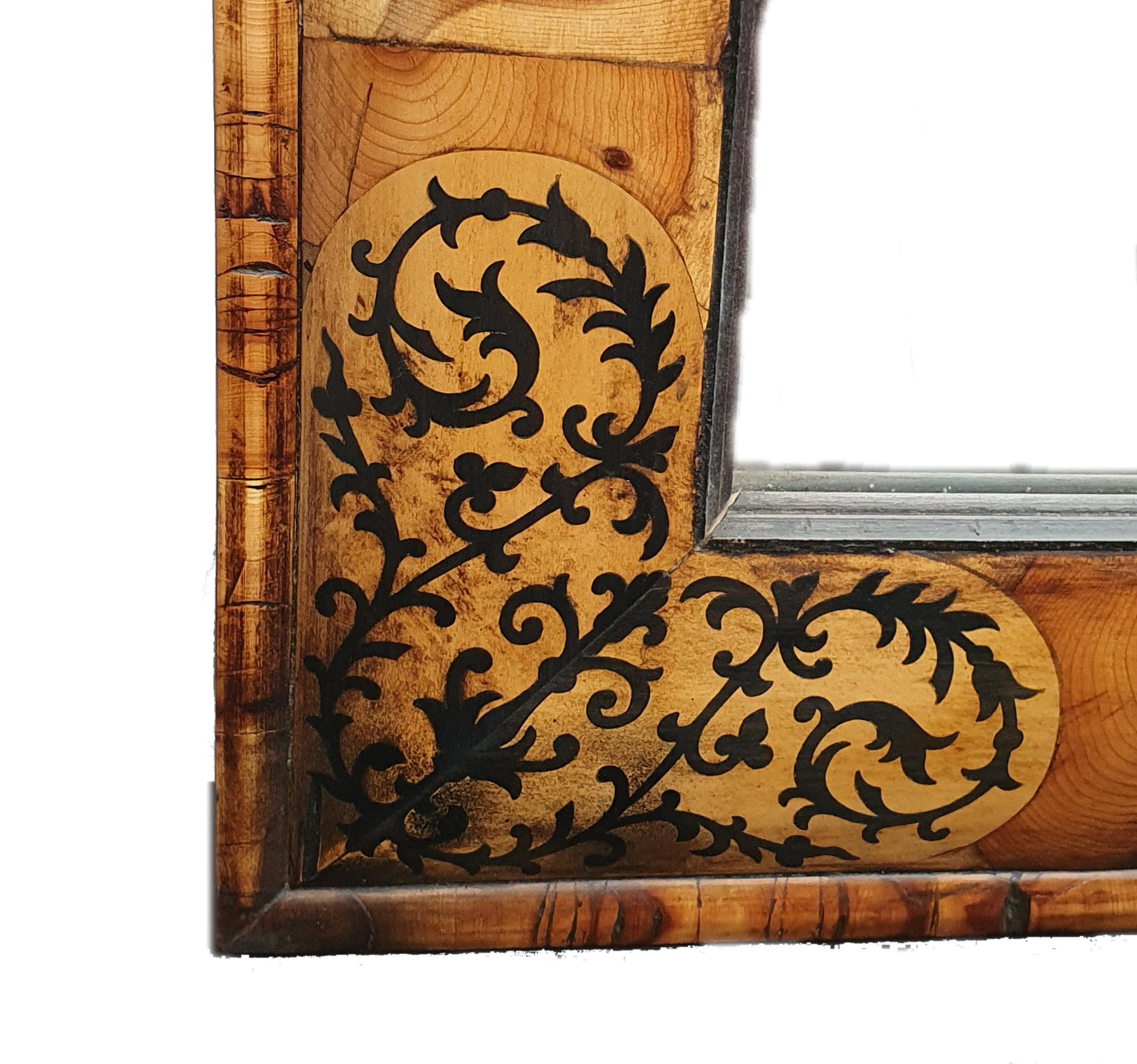 Marquetry Cushion Oyster Mirror In New Condition For Sale In London, GB