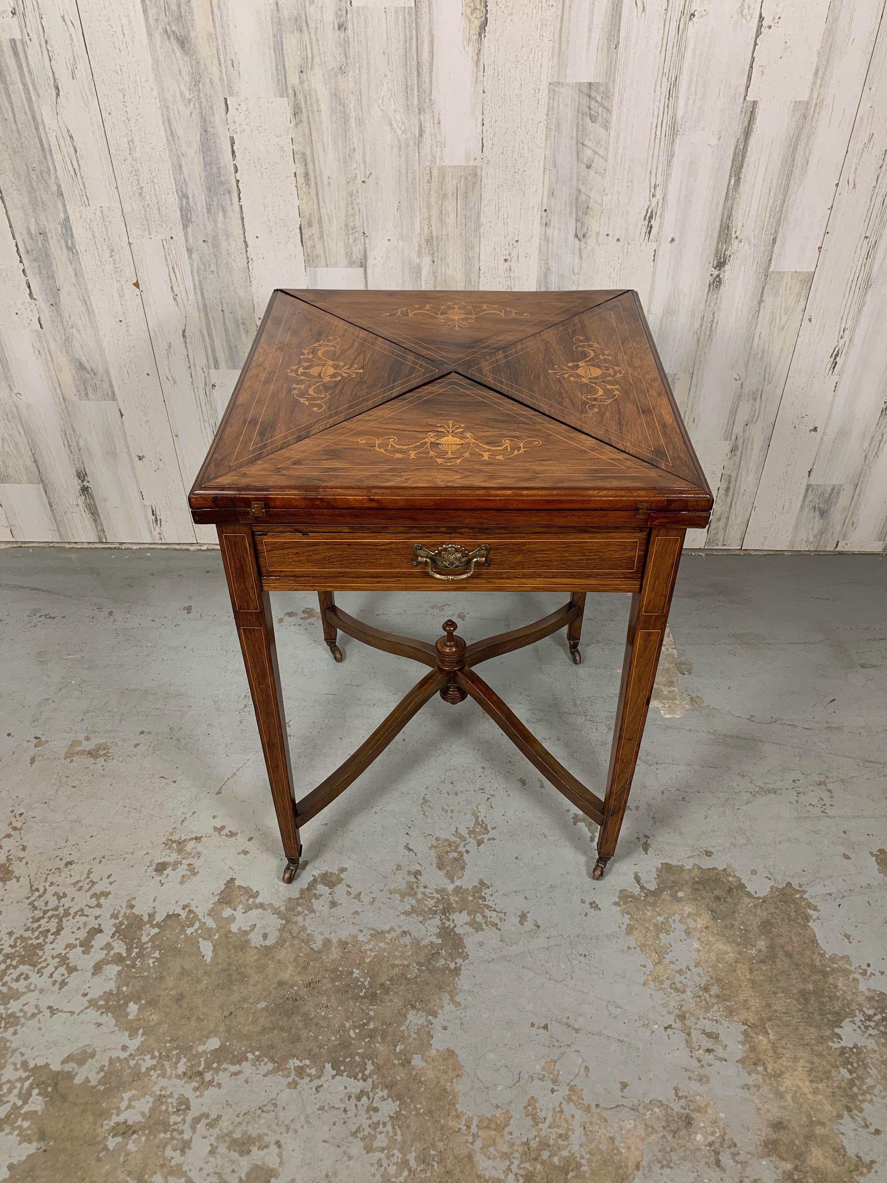 Edwardian Marquetry Envelope Game Table