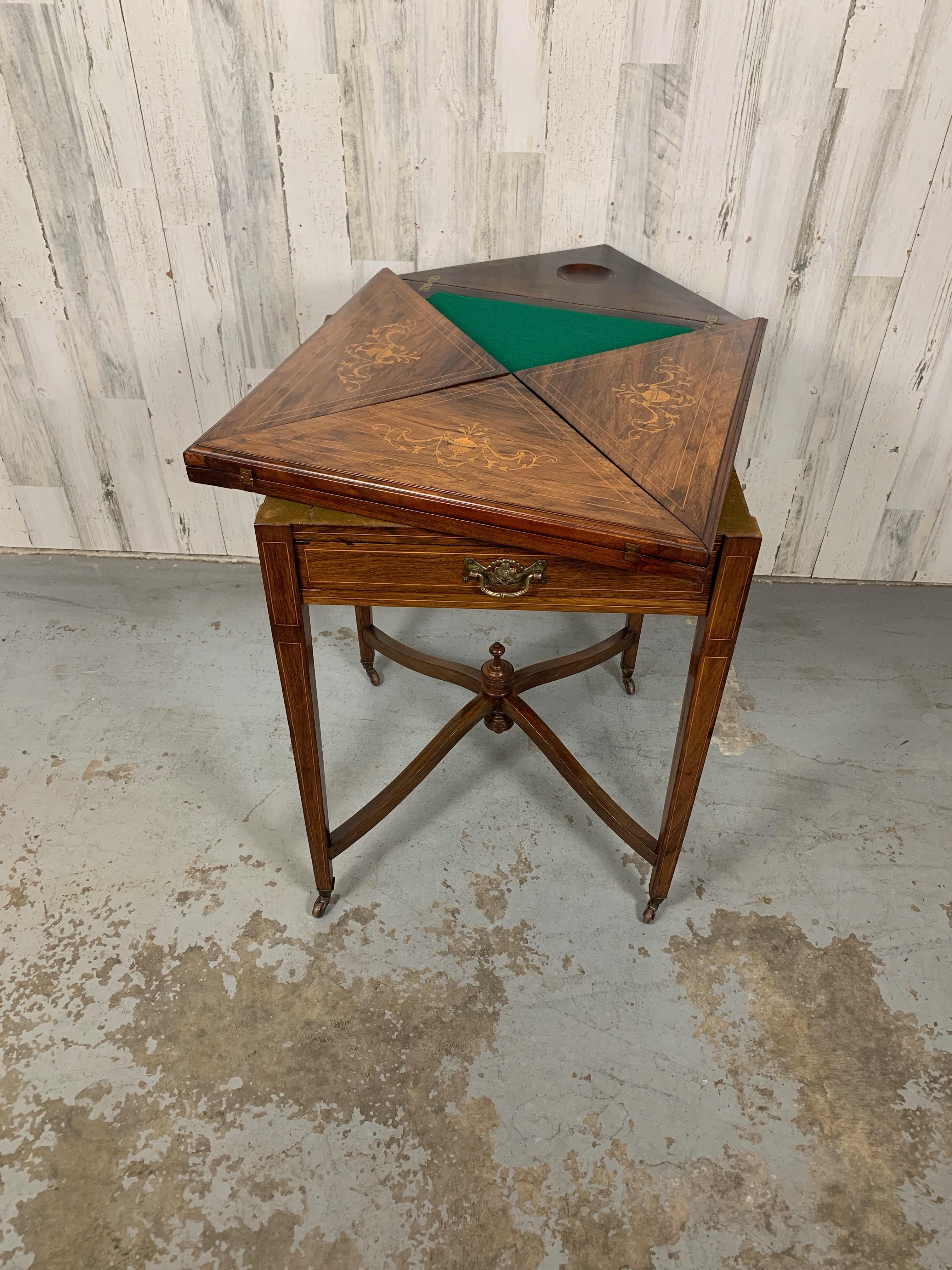 Marquetry Envelope Game Table In Good Condition In Denton, TX