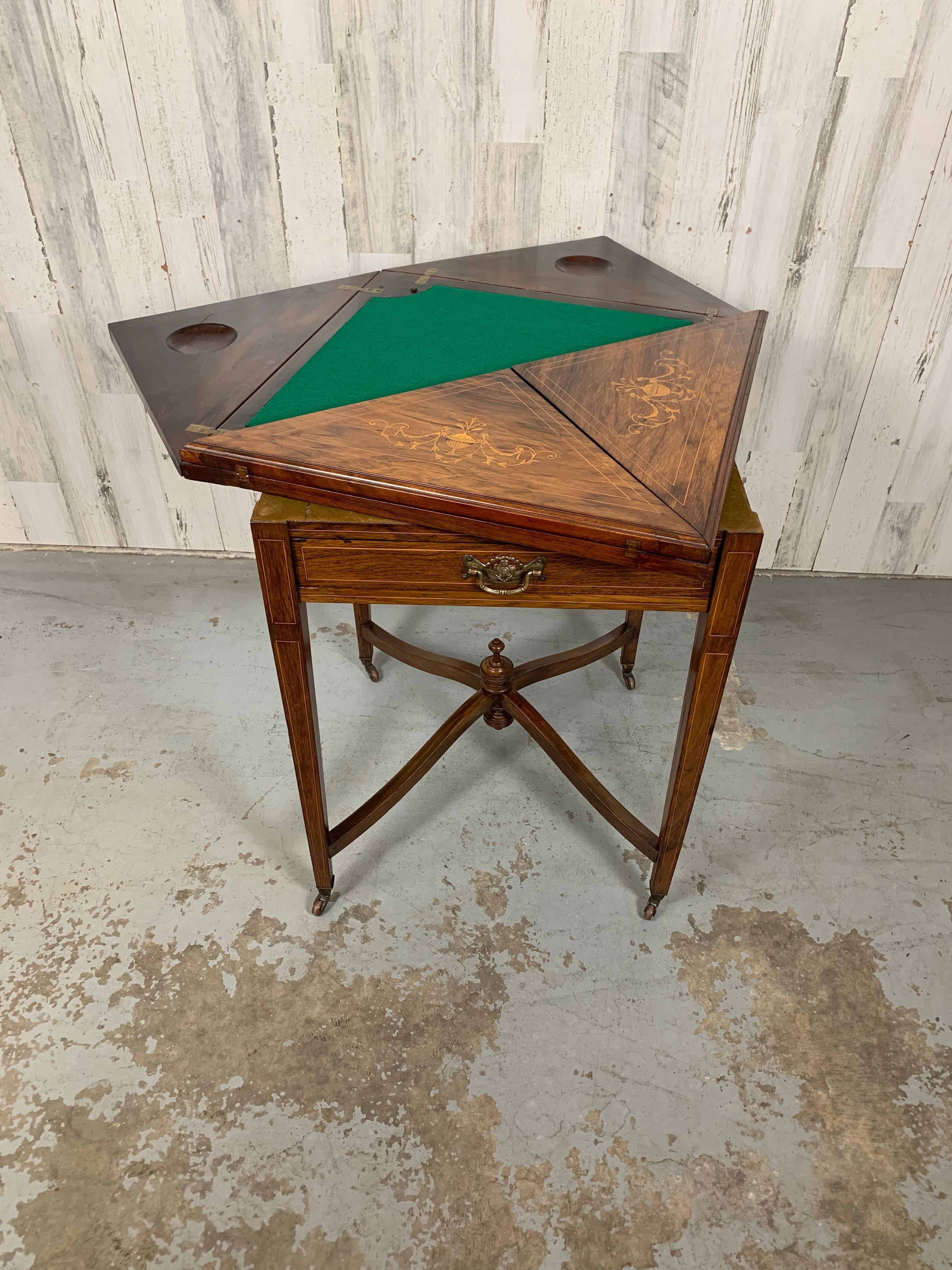 19th Century Marquetry Envelope Game Table