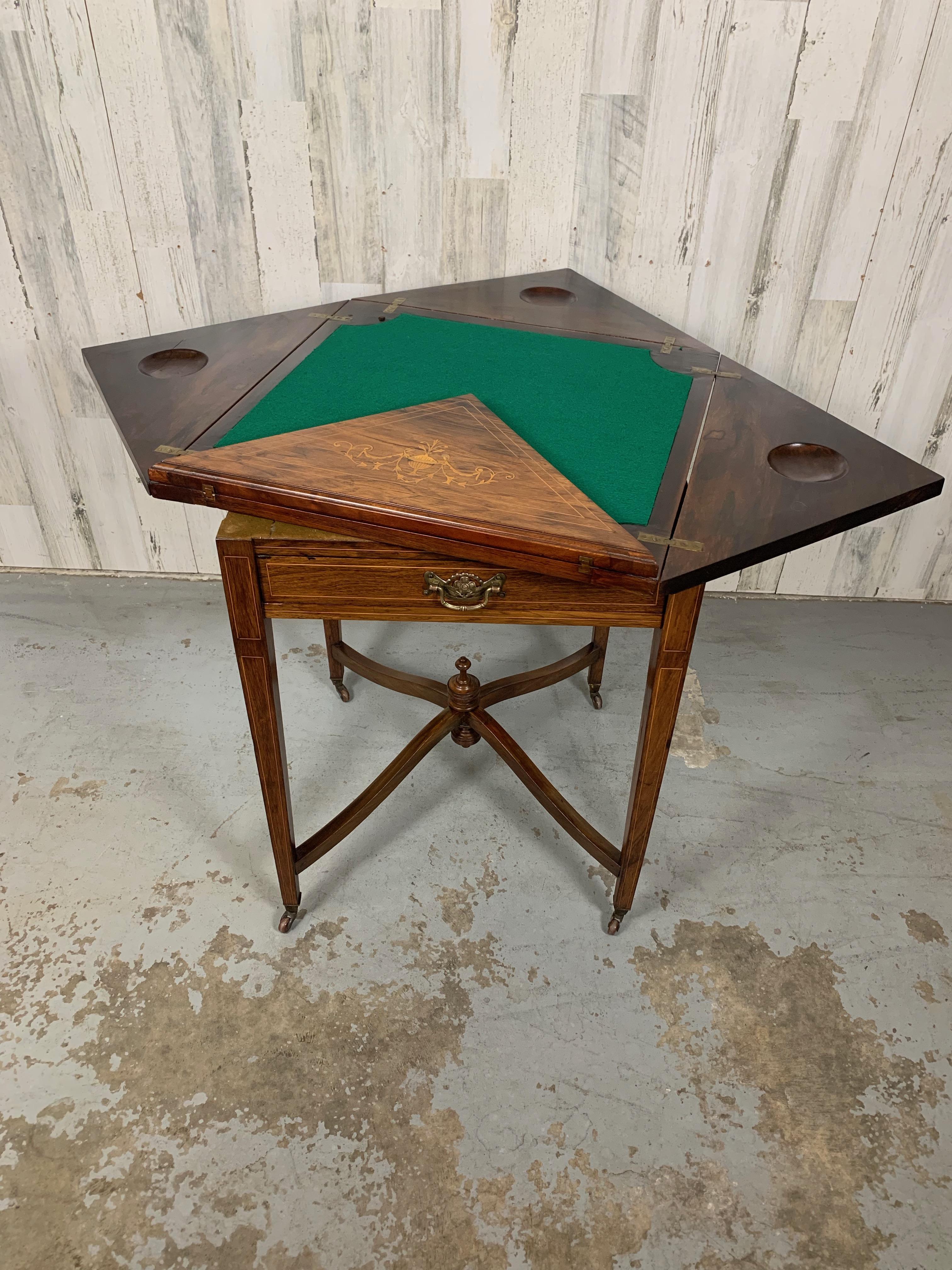 Mahogany Marquetry Envelope Game Table