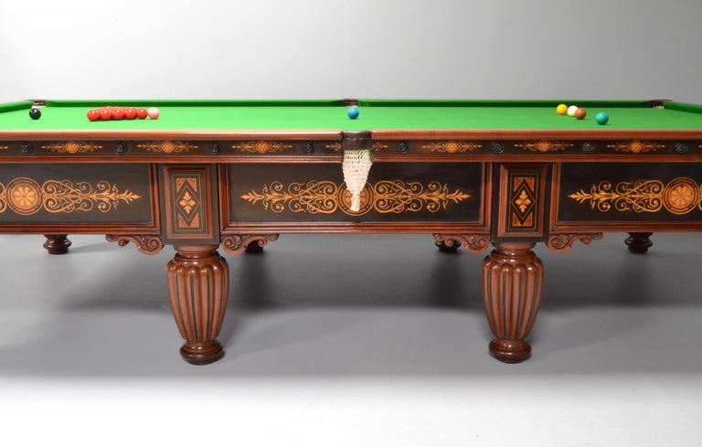 Antique billiard snooker pool table in stock inlaid marquetry For Sale ...