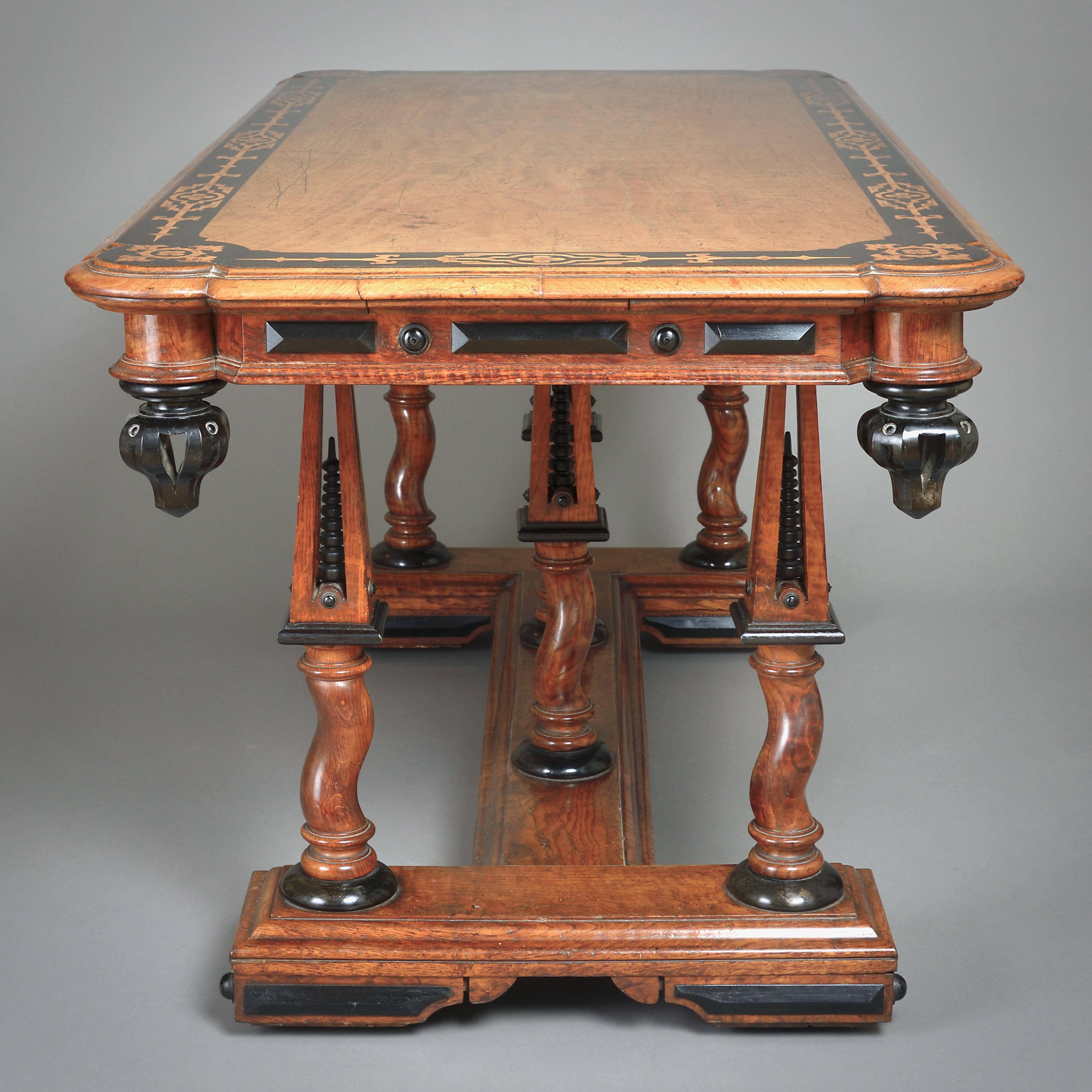 Marquetry-Inlaid Ash and Ebonised Centre Table For Sale 2