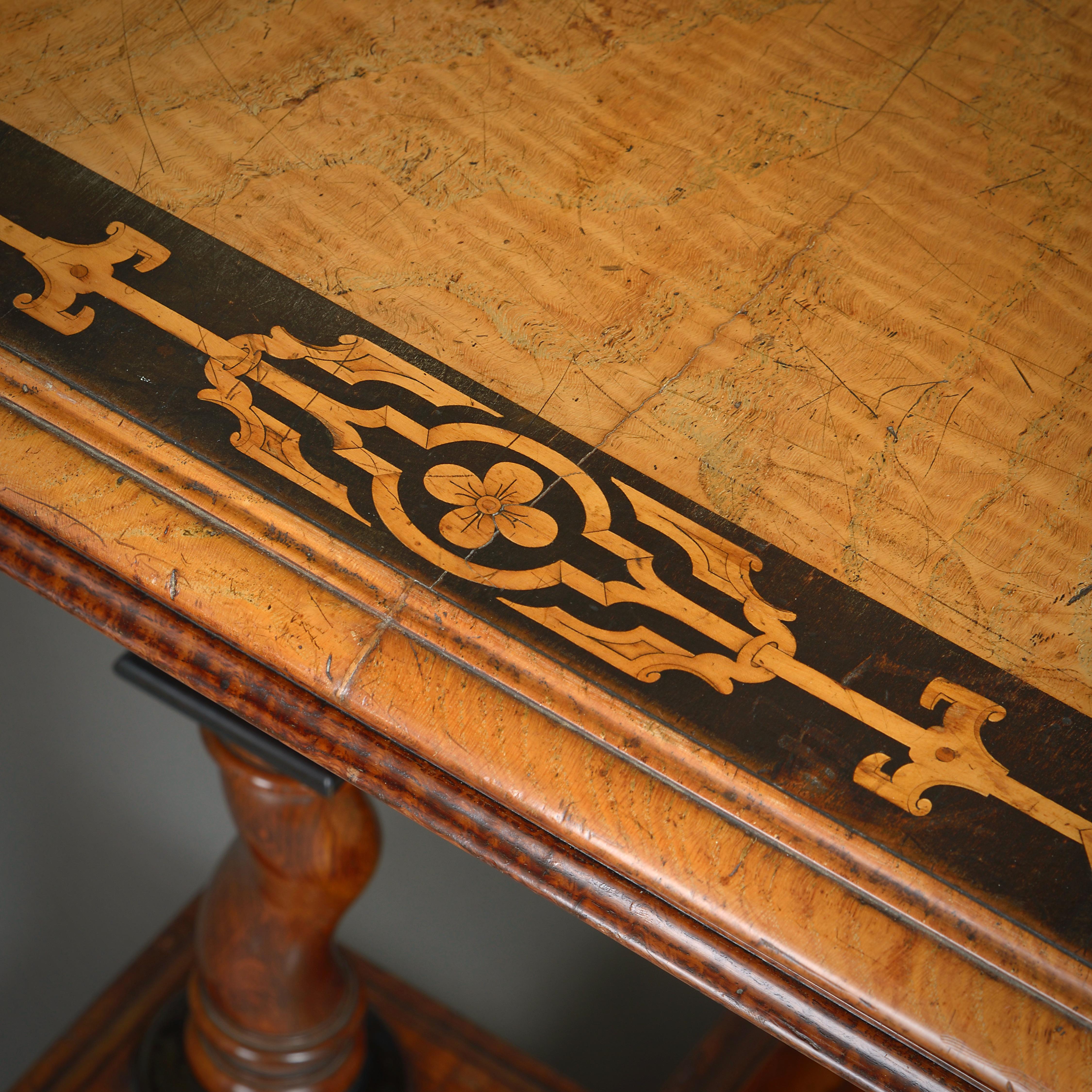 Marquetry-Inlaid Ash and Ebonised Centre Table For Sale 3
