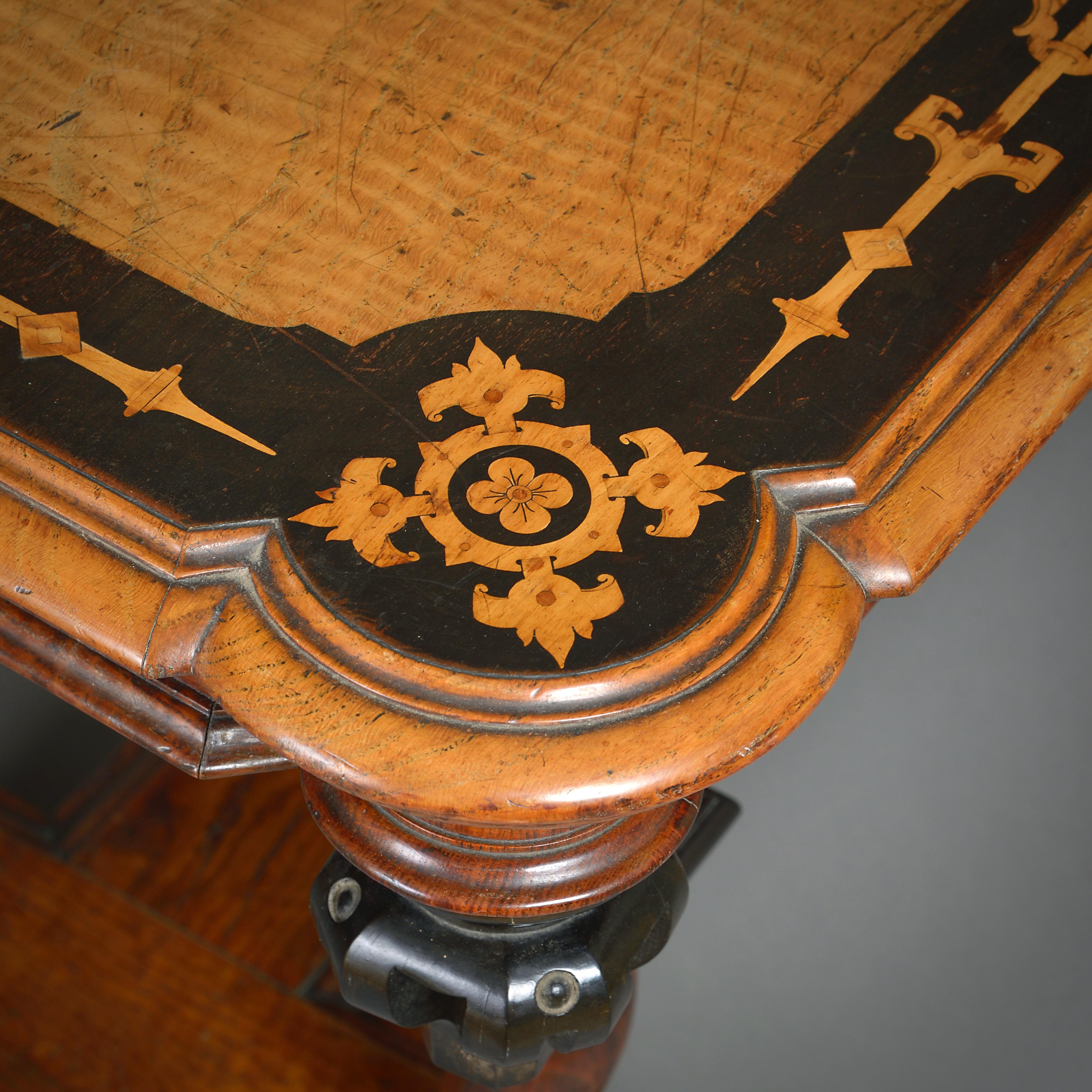Marquetry-Inlaid Ash and Ebonised Centre Table For Sale 4