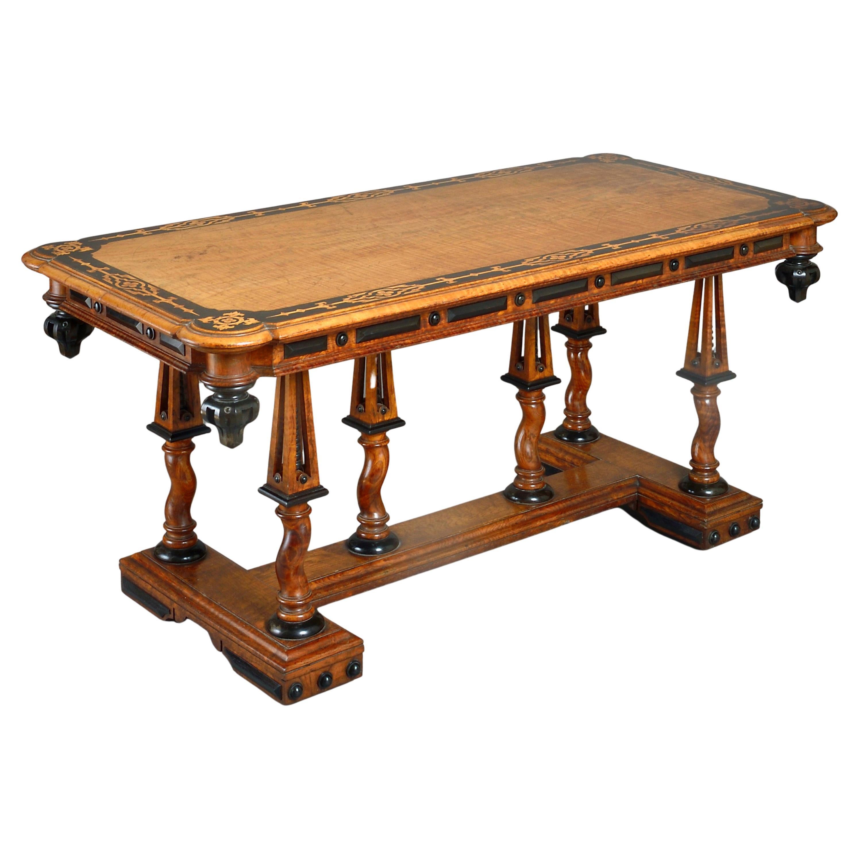 Marquetry-Inlaid Ash and Ebonised Centre Table For Sale