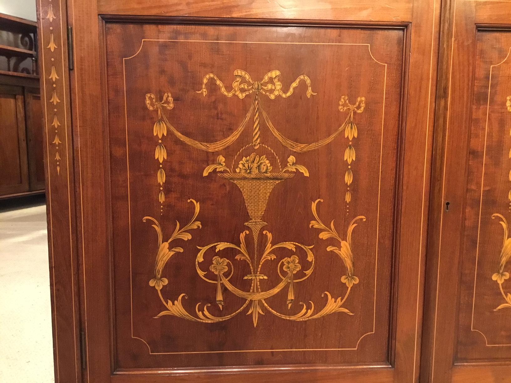  Marquetry Inlaid Edwardian Period Antique Bookcase 10