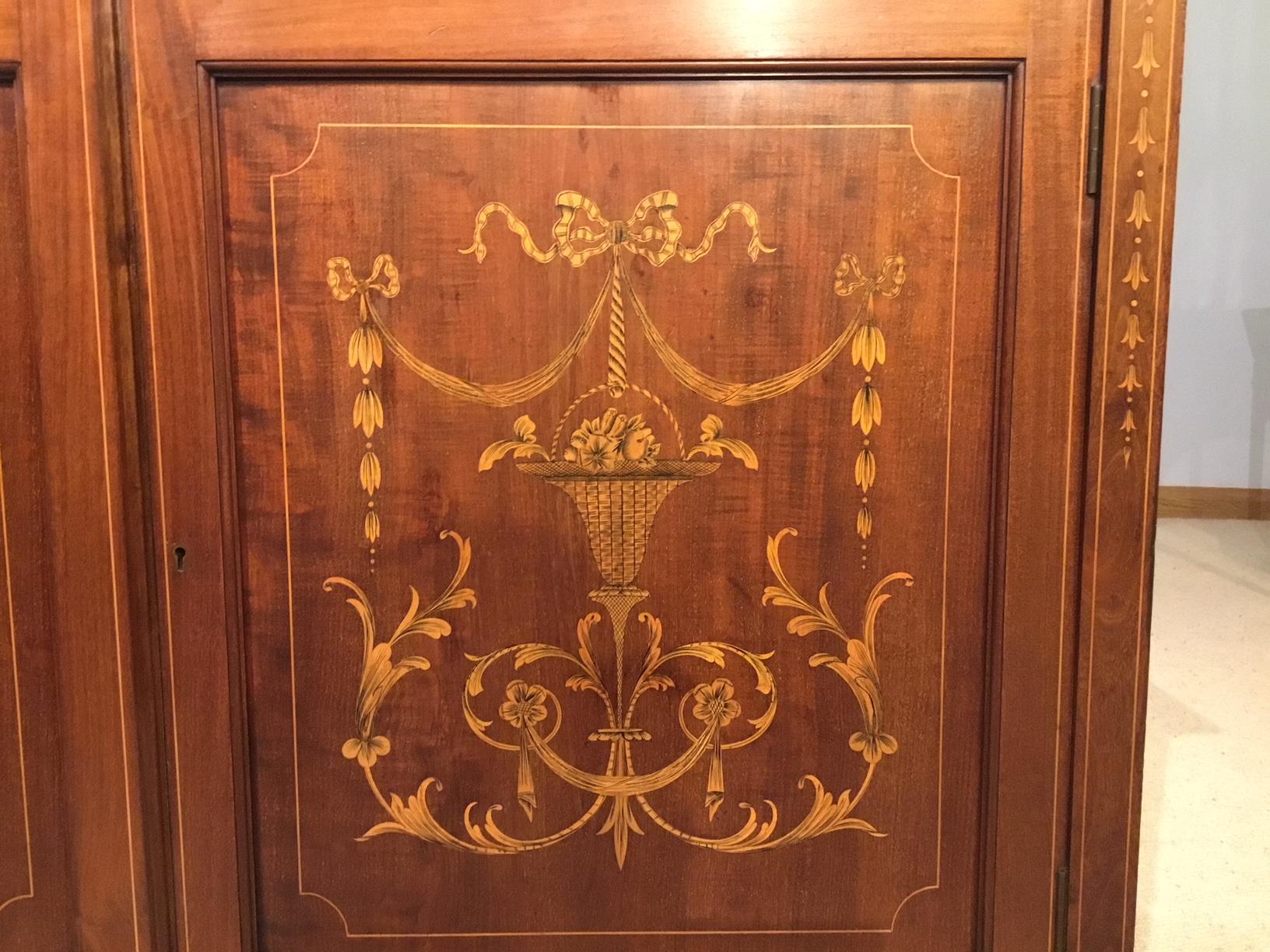  Marquetry Inlaid Edwardian Period Antique Bookcase 3