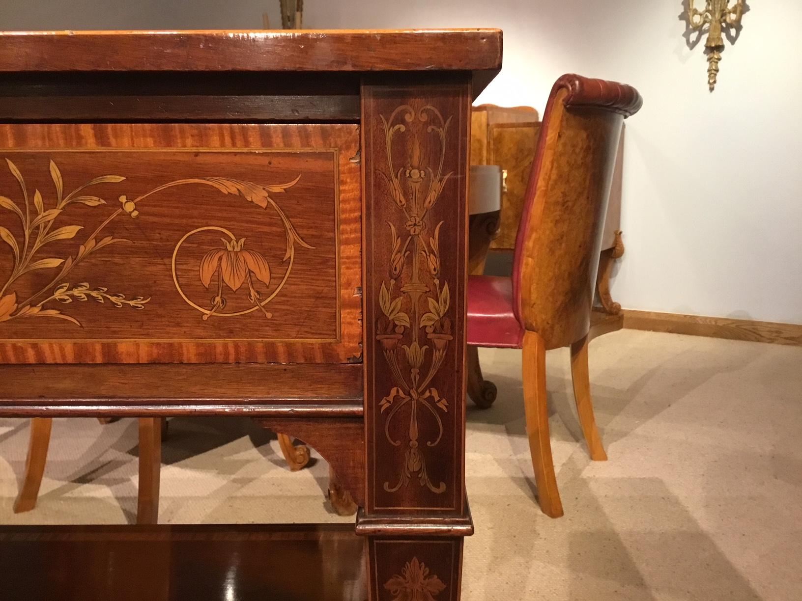 Marquetry Inlaid Edwardian Period Hall or Antique Side Table 1