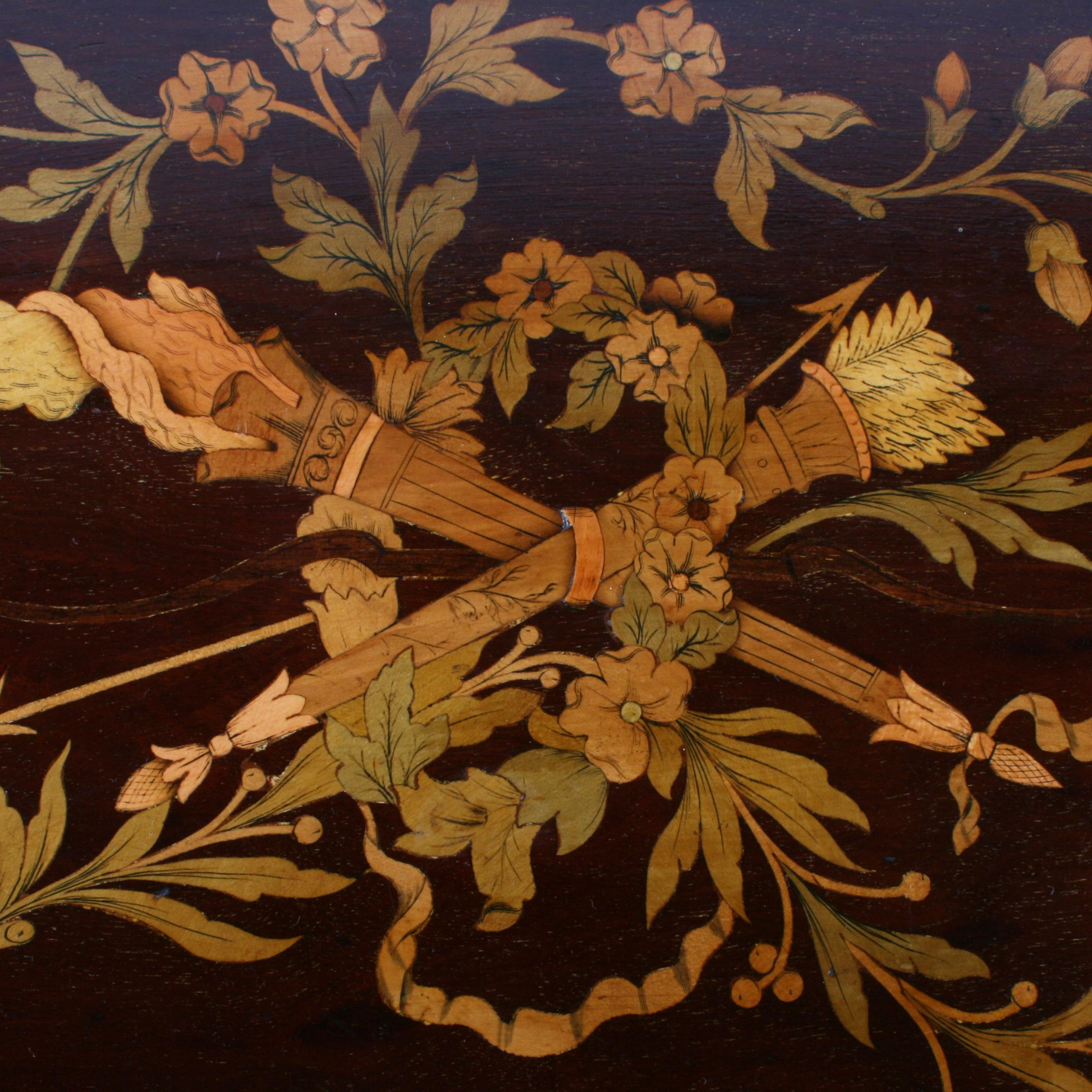 Late 19th Century Marquetry Inlaid Kidney Shaped Tray For Sale