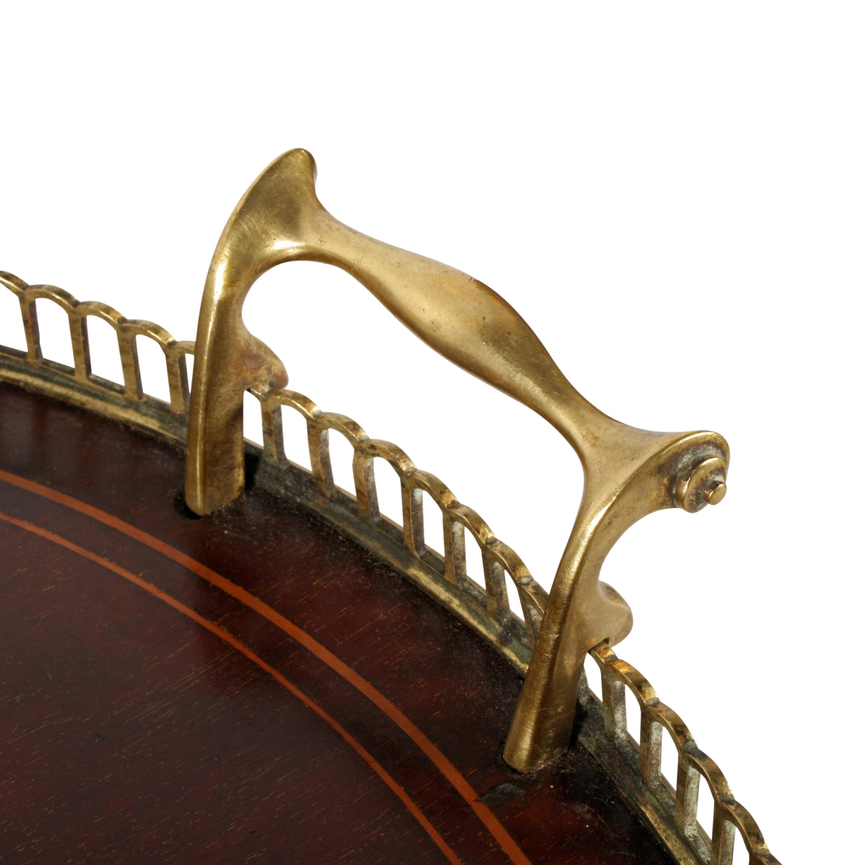 Marquetry Inlaid Kidney Shaped Tray For Sale 1
