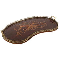 Marquetry Inlaid Kidney Shaped Tray